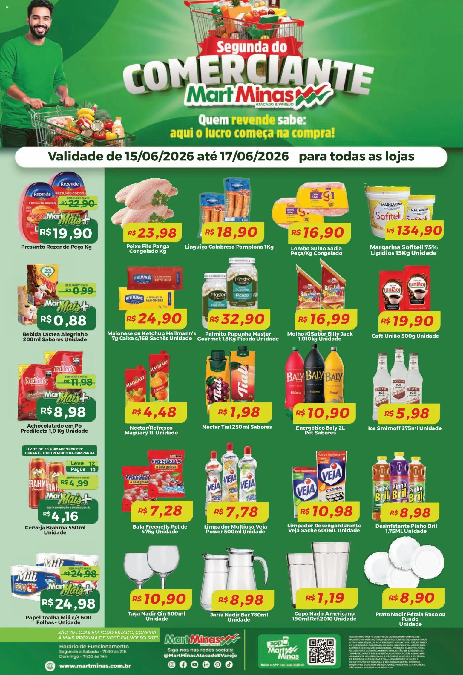 Pré-Visualização do folheto "Mart Minas ofertas Segunda do Comerciante" da loja Mart Minas válido a partir de 15/06/2026