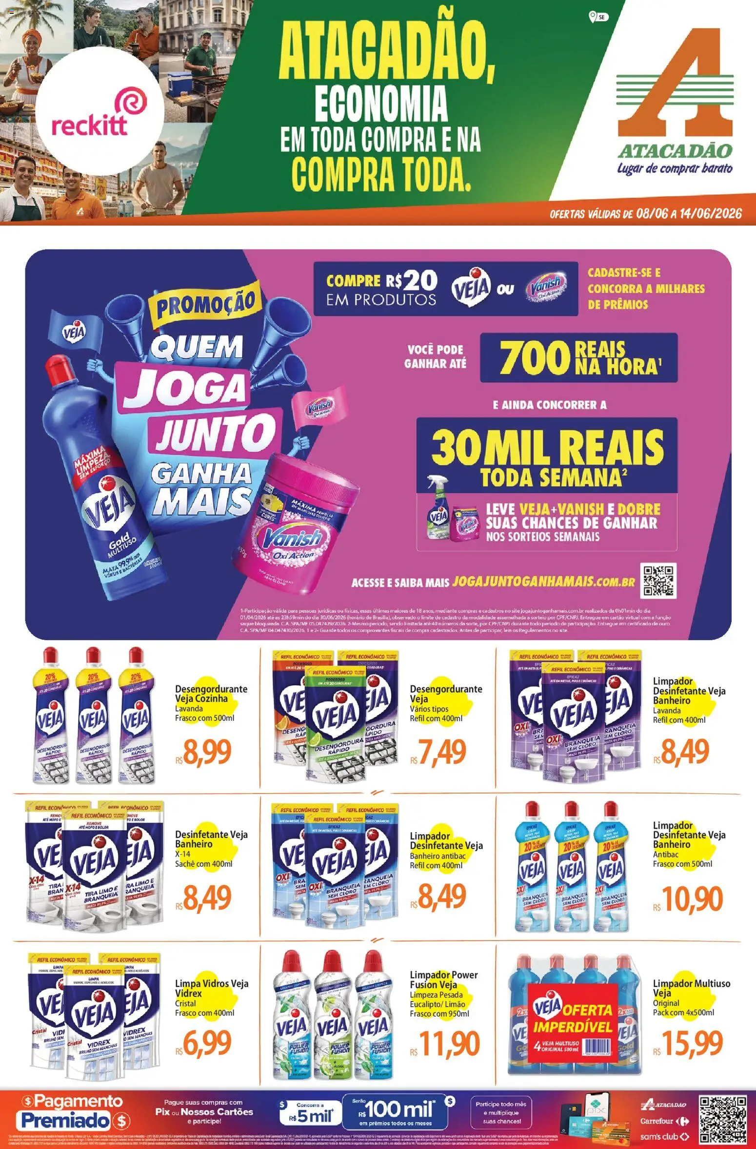 Pré-Visualização do folheto "Atacadão ofertas - SE" da loja Atacadão válido a partir de 08/06/2026 - Remo, Saquê, Desinfetante, Vanish, Nata, Cloro, Desengordurante, Limpador multiuso