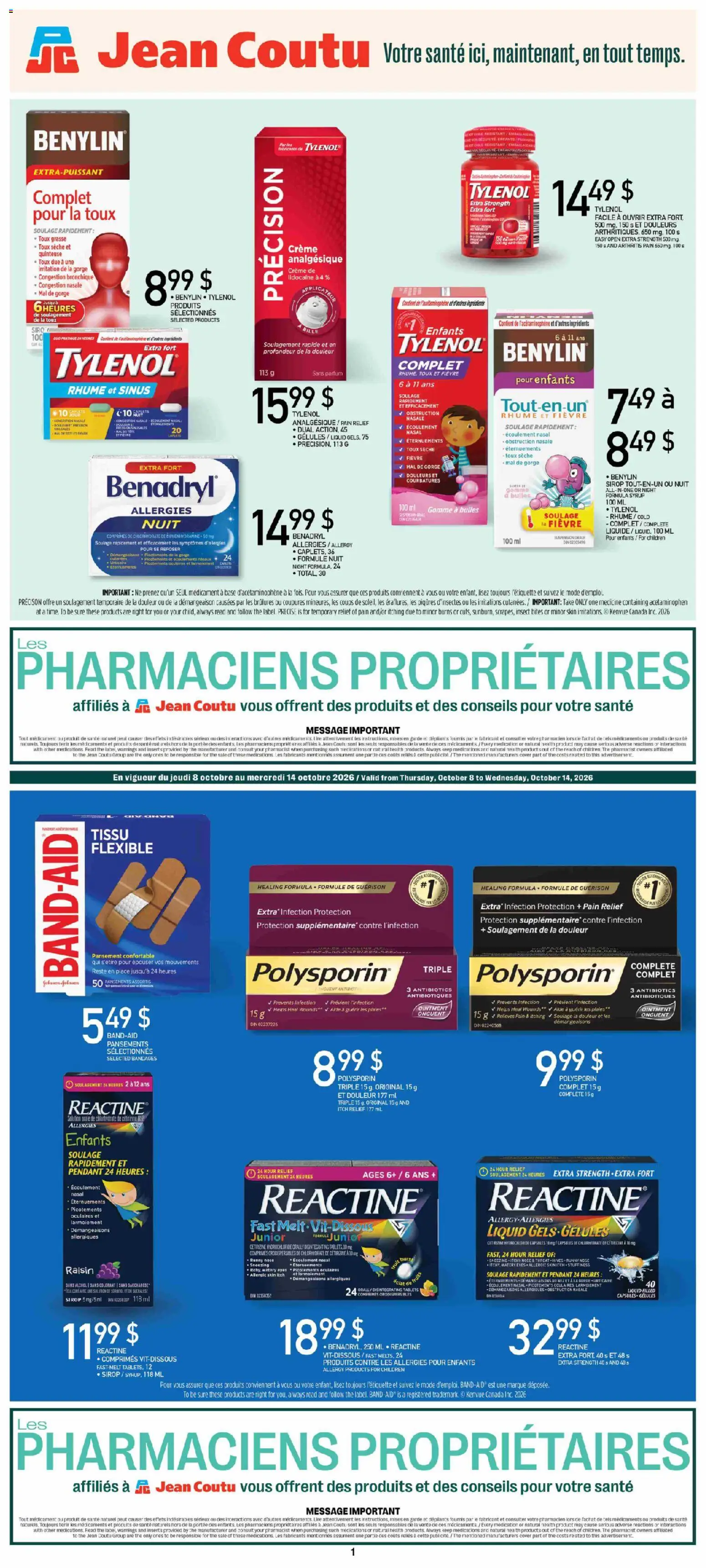 Preview of leaflet Jean Coutu circulaire - Encart Pharmacien from shop Jean Coutu is valid from Oct 08, 2026