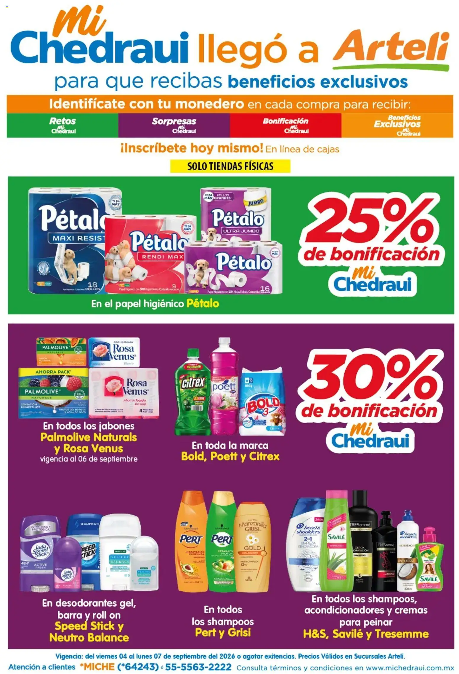 Vista previa las ofertas de la tienda Arteli - Arteli folleto Mi Chedraui bonificación desde el 04/09/2026 