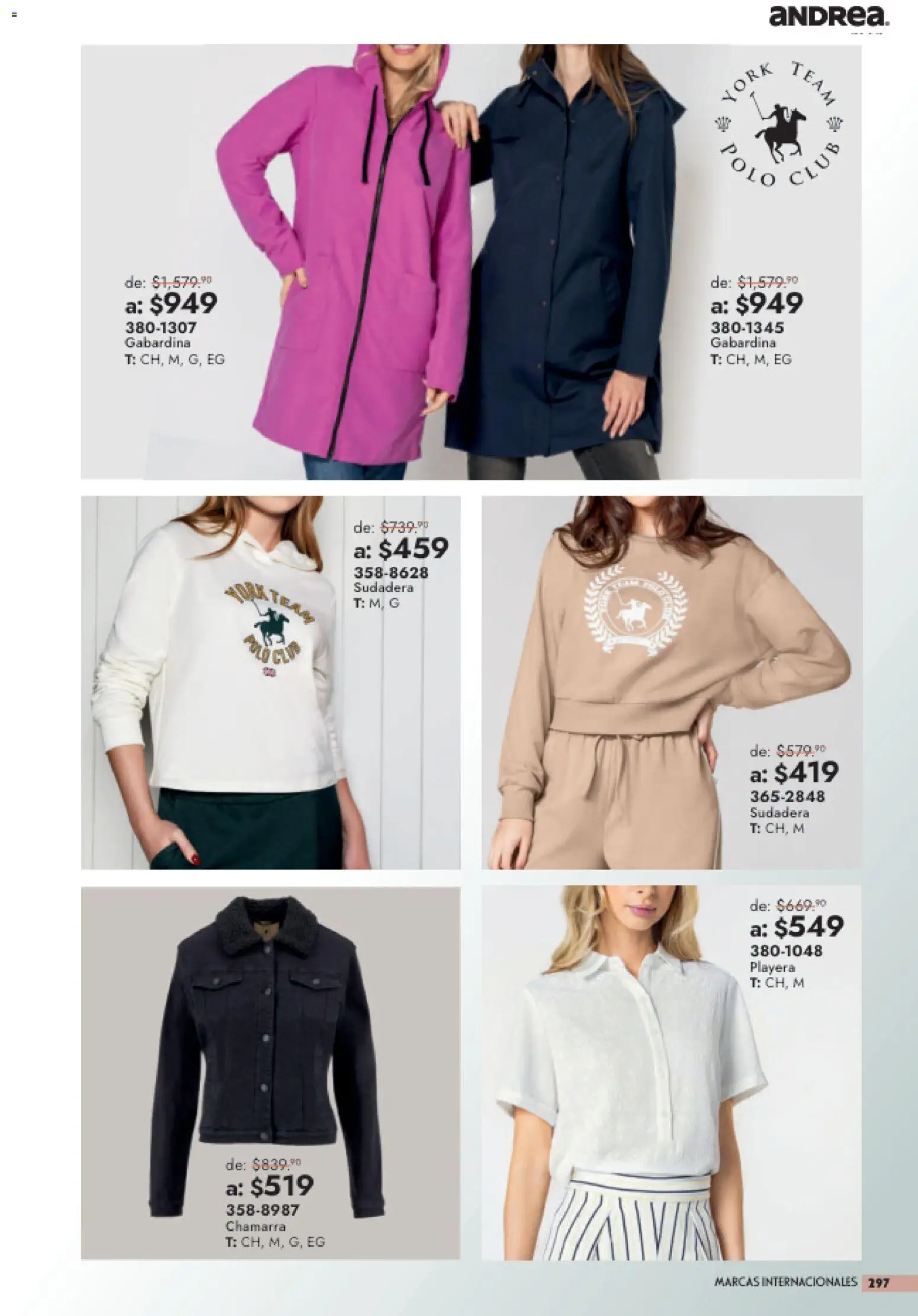 Vista previa las ofertas de la tienda Andrea - Andrea catálogo Outlet desde el 26/07/2026 - Playera, Sudadera, Chamarra