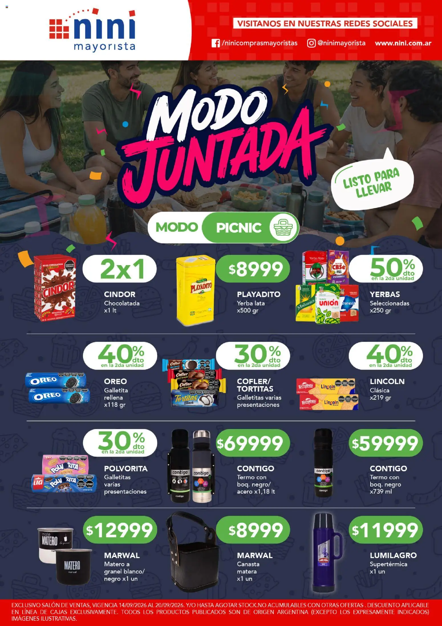 Vista previa del folleto de la tienda NINI Mayorista válido desde el 14/09/2026 - Mate, Termo, Yerba, Galletitas, Oreo, Chocolatada, Canasta