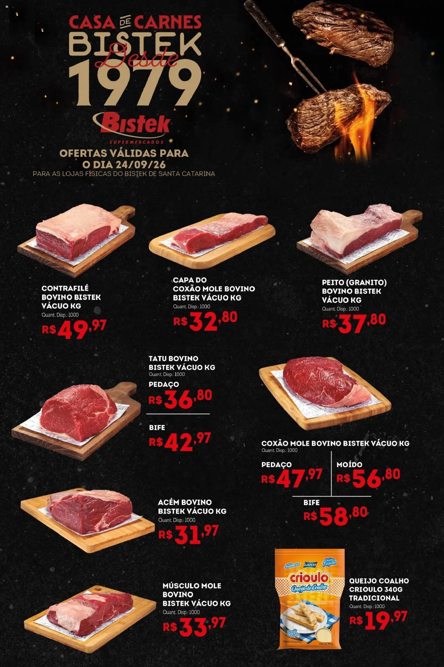 Pré-Visualização do folheto "Bistek Supermercados ofertas Quinta das Carnes" da loja Bistek Supermercados válido a partir de 24/09/2026