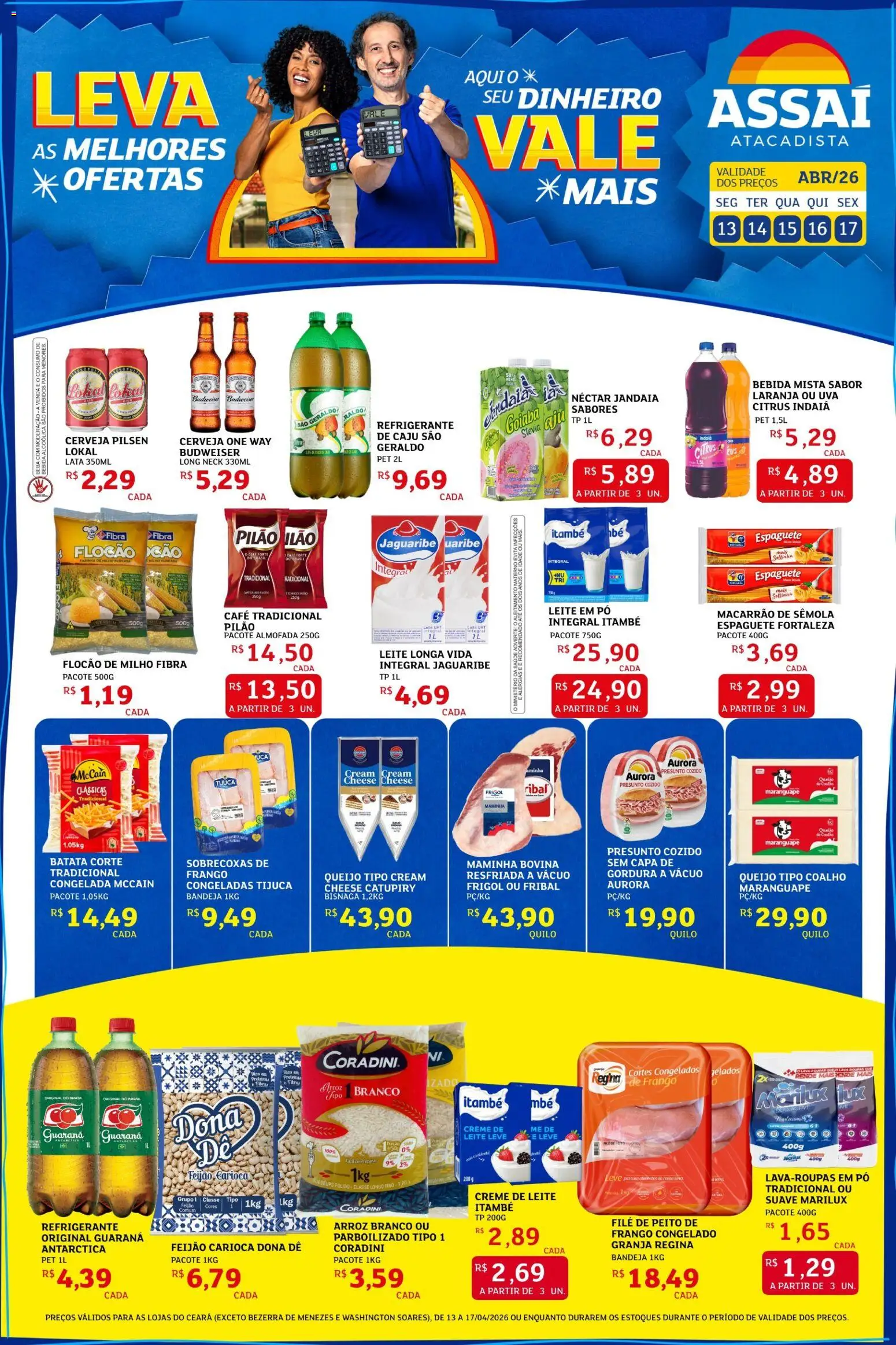 Pré-Visualização do folheto "Assaí Atacadista ofertas" da loja Assaí Atacadista válido a partir de 13/04/2026 - Macarrão, Catupiry, Frango, Goiaba, Presunto, Guaraná, Espaguete, Macarrão de sêmola