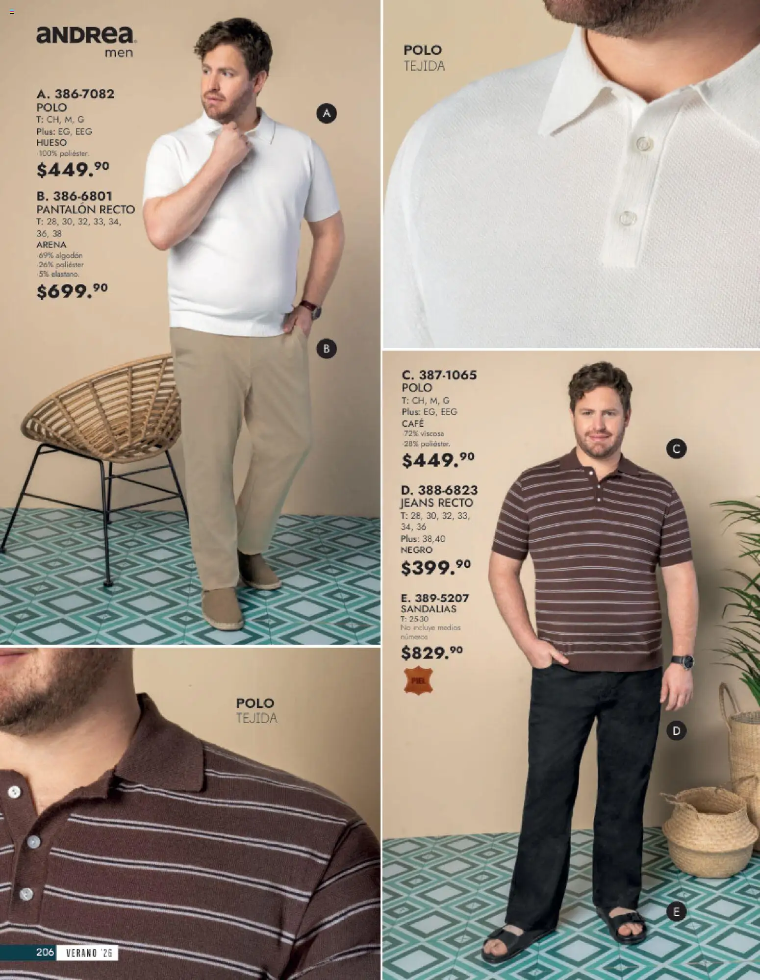 Vista previa las ofertas de la tienda Andrea - Andrea catálogo Vestir Caballero desde el 24/05/2026 - Café, Sandalias, Algodón