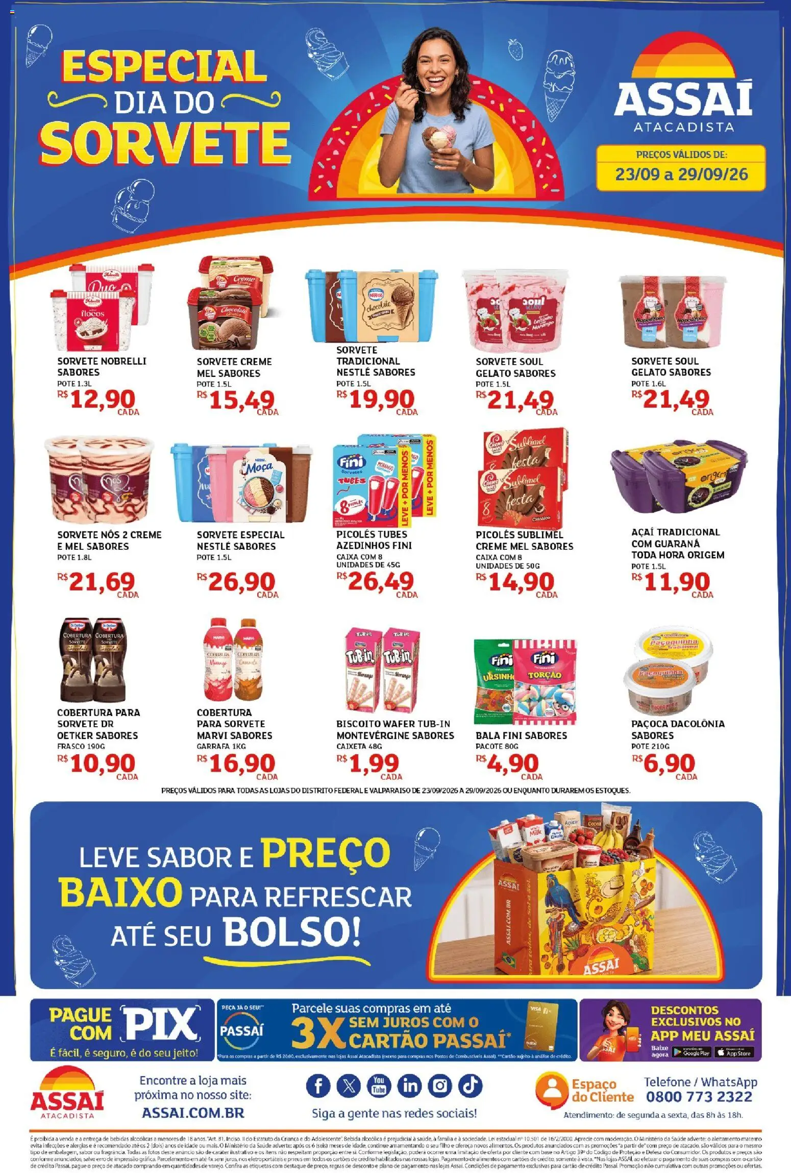 Pré-Visualização do folheto "Assaí Atacadista ofertas - DF" da loja Assaí Atacadista válido a partir de 23/09/2026 - Caixa, Sorvete, Açaí, Biscoito, Creme, Paçoca, Baixo, Bala