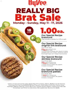 Ad Preview of HyVee HyVee Really Big Brat Sale from 05/11/2026