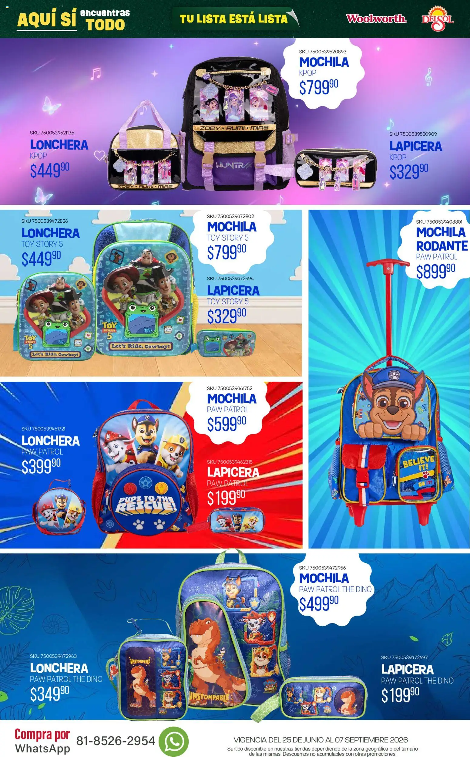 Vista previa las ofertas de la tienda Del Sol y Woolworth - Del Sol y Woolworth catálogo Back To School desde el 25/06/2026 