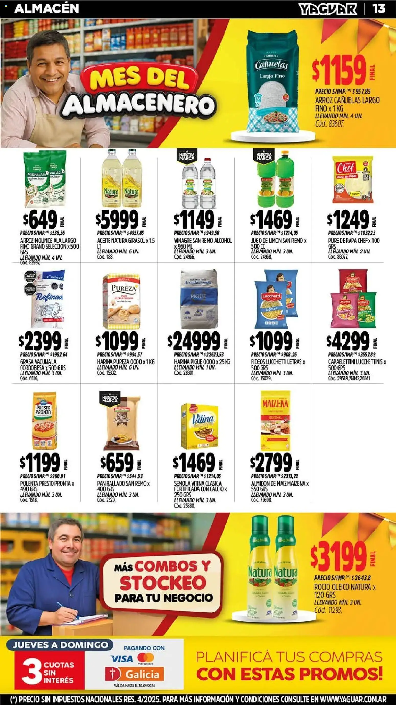 Vista previa del folleto de la tienda Yaguar válido desde el 28/09/2026 - Papa, Pan, Polenta, Harina, Fideos, Vinagre, Pan rallado, Jugo de limón