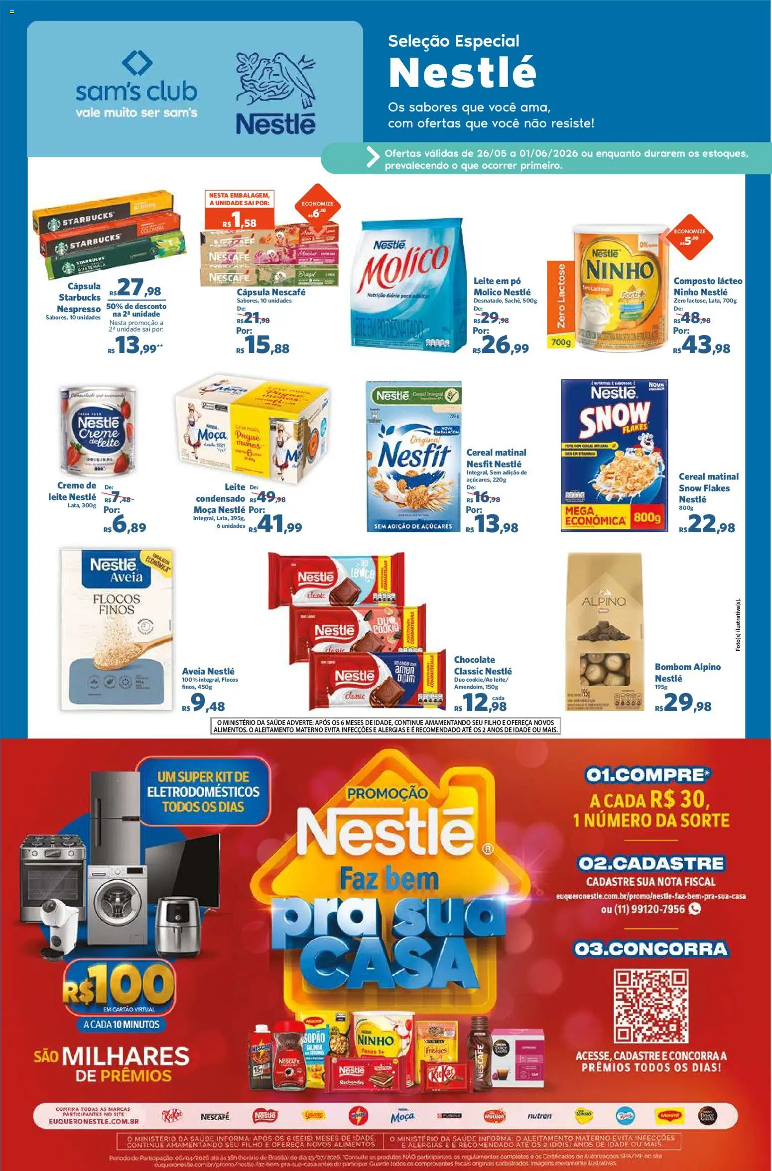 Pré-Visualização do folheto "Sam's Club ofertas Nestlé" da loja Sam's Club válido a partir de 26/05/2026