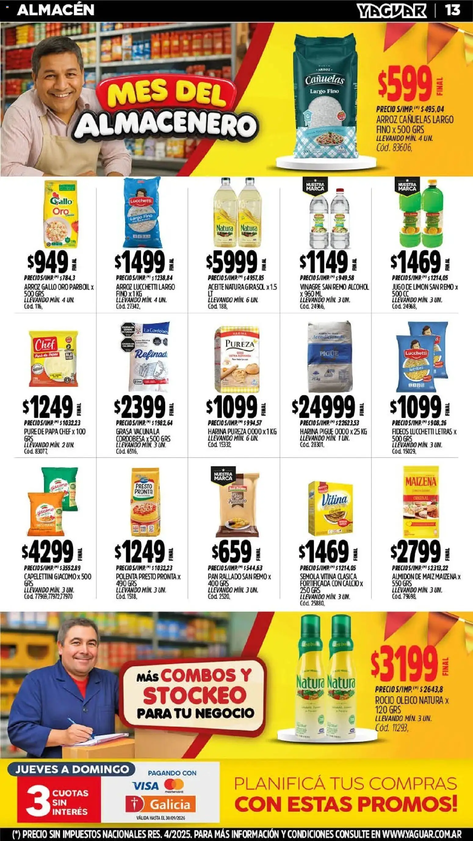 Vista previa del folleto de la tienda Yaguar válido desde el 28/09/2026 - Alcohol, Aceite, Polenta, Harina, Limón, Pan rallado, Sémola, Jugo de limón