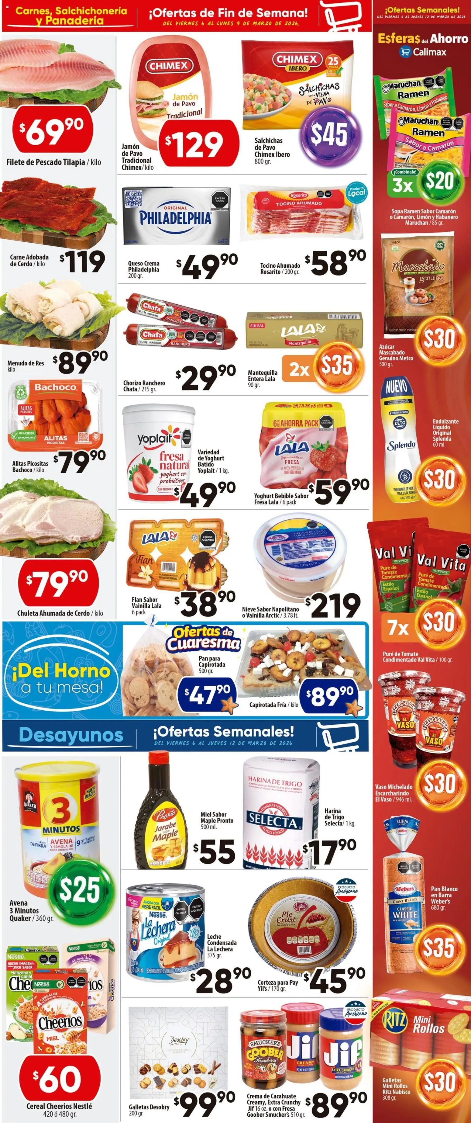 Vista previa las ofertas de la tienda Calimax - Calimax folleto Tijuana desde el 06/03/2026 - Probióticos, Galletas, Tomate, Queso crema, Tocino, Pure de Tomate, Chuleta, Jarabe