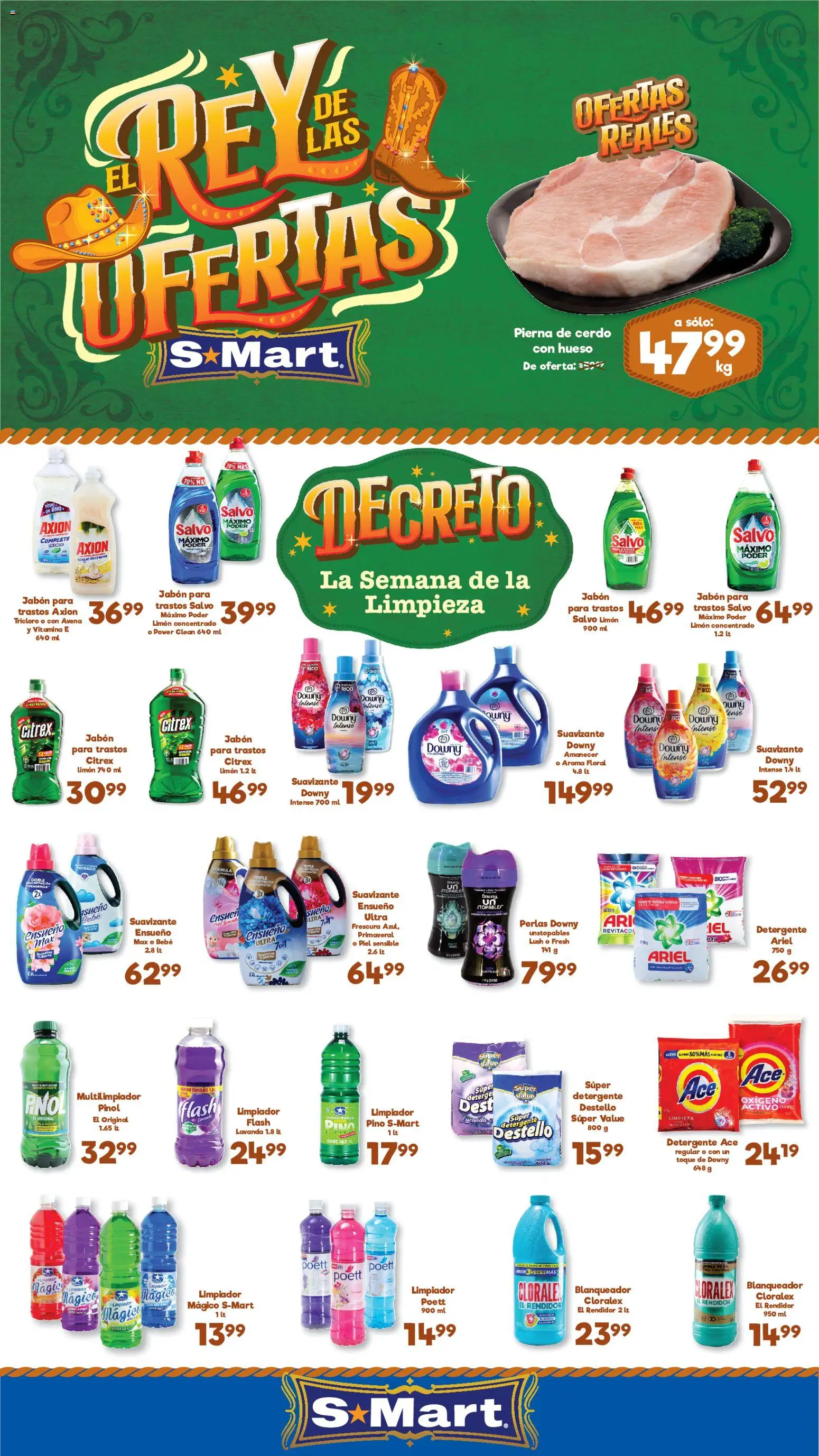 Vista previa las ofertas de la tienda S-Mart - S-Mart folleto Ofertas de feria Juárez desde el 29/05/2026 - Limón, Avena, Jabón, Cerdo, Detergente, Pierna de cerdo, Limpiador, Suavizante