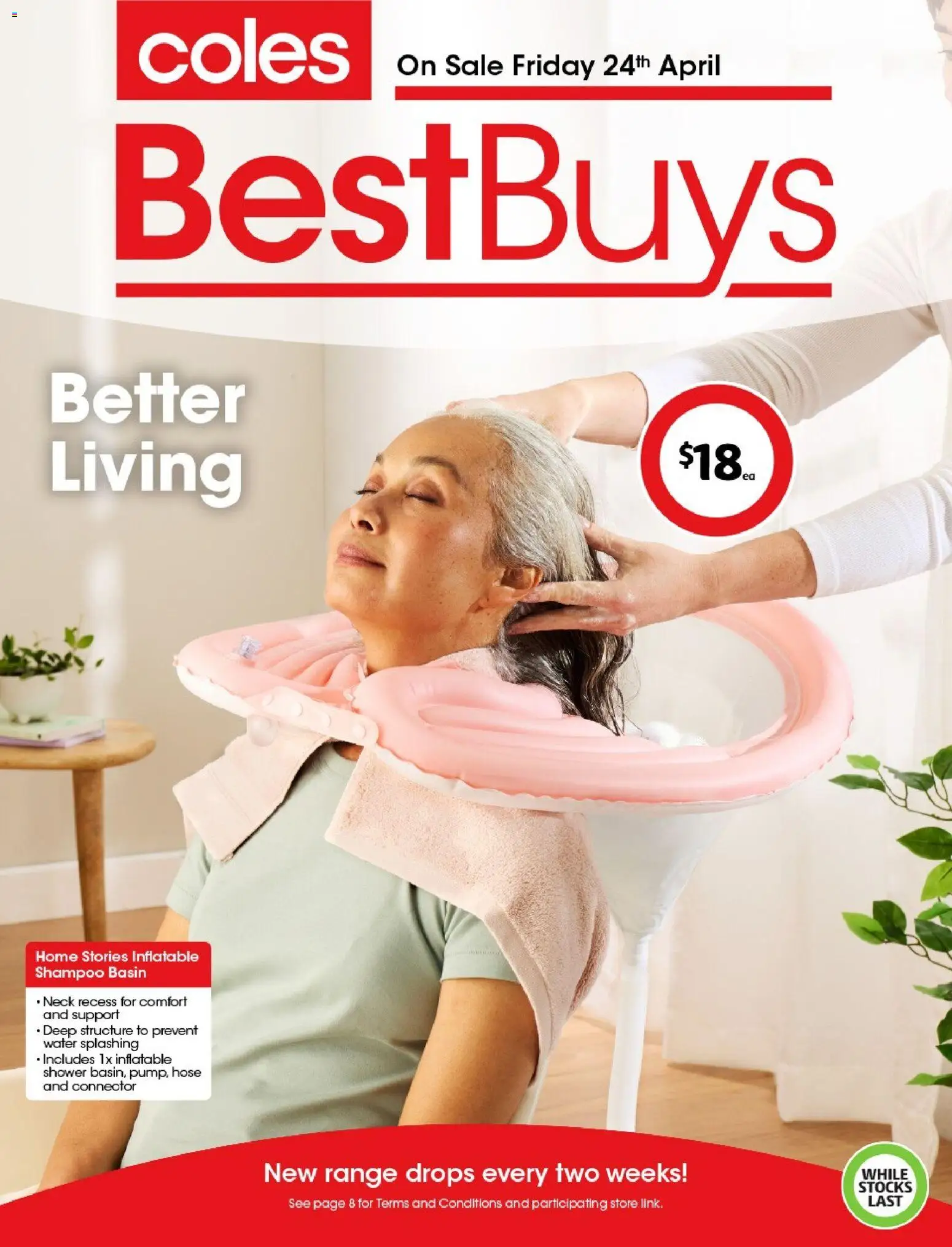 Preview of catalogue Coles Best Buys - Better Living from shop Coles valid 24/04/2026 - Shower, Shampoo, Water, Connector