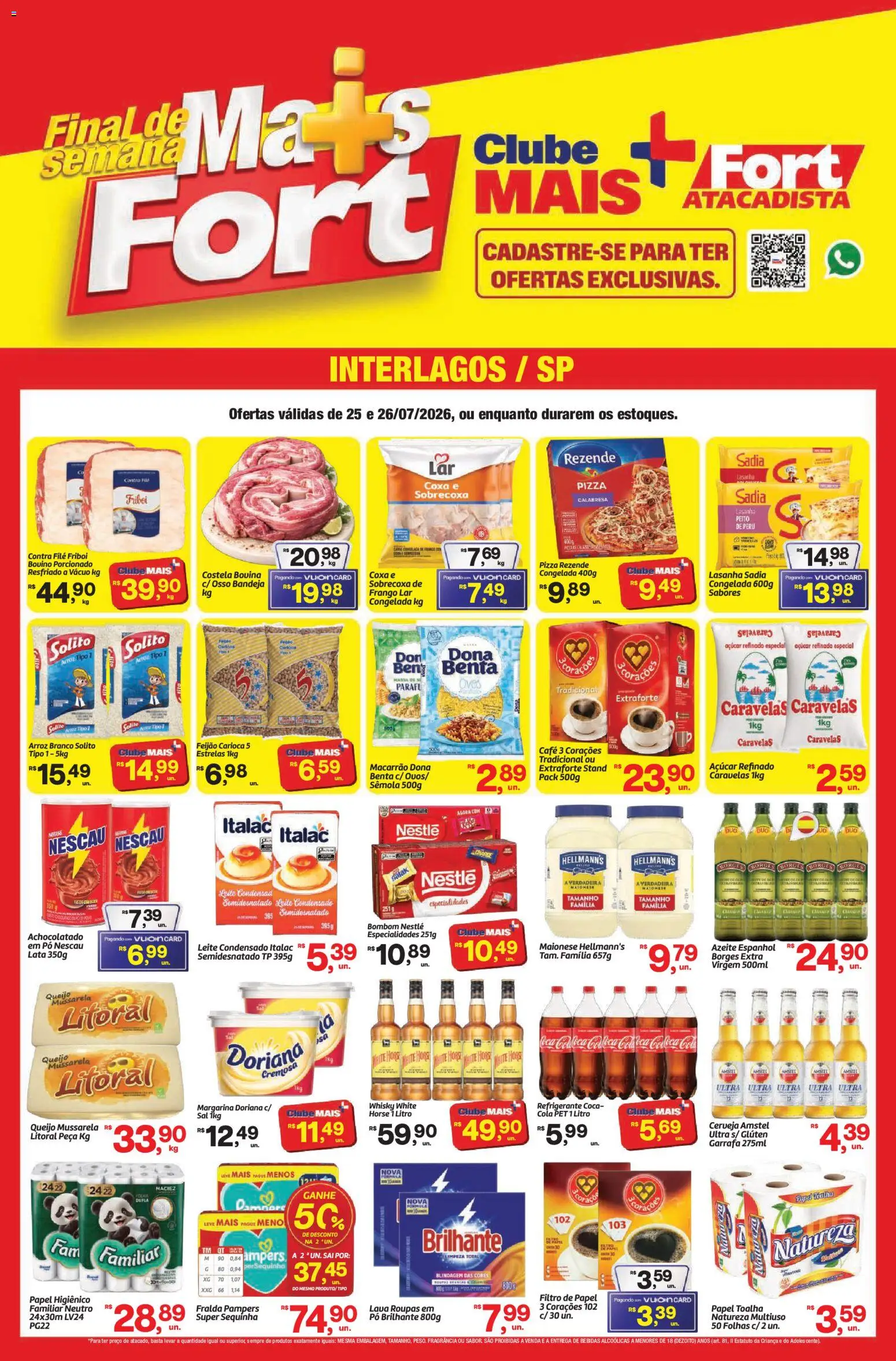 Pré-Visualização do folheto "Fort Atacadista - Ofertas da semana" da loja Fort Atacadista válido a partir de 25/07/2026 - Pizza, Arroz, Azeite, Mussarela, Nescau, Bombom, Pó, Especialidades