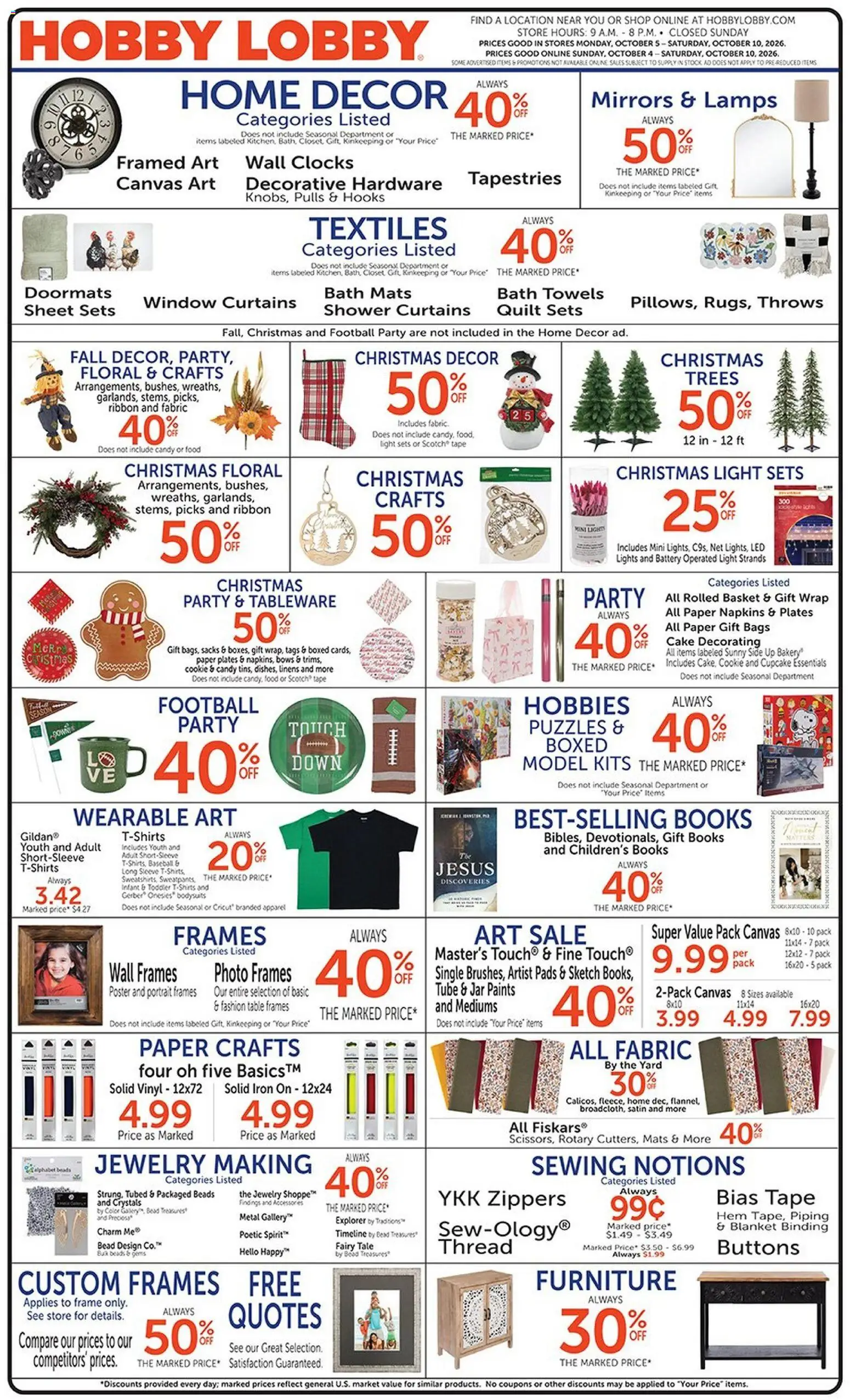 Ad Preview of Hobby Lobby Hobby Lobby Weekly Ad from 10/04/2026