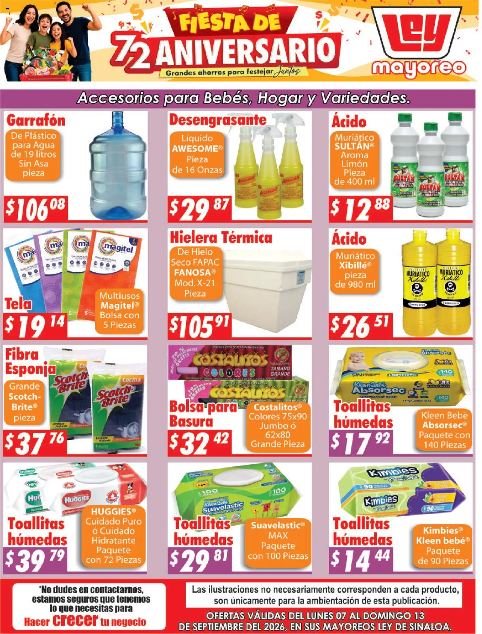 Vista previa las ofertas de la tienda Casa Ley - Casa Ley folleto Sinaloa desde el 07/09/2026 - Cocina, Bolsa, Limón, Hielera, Toallitas húmedas, Esponja, Hielo, Desengrasante