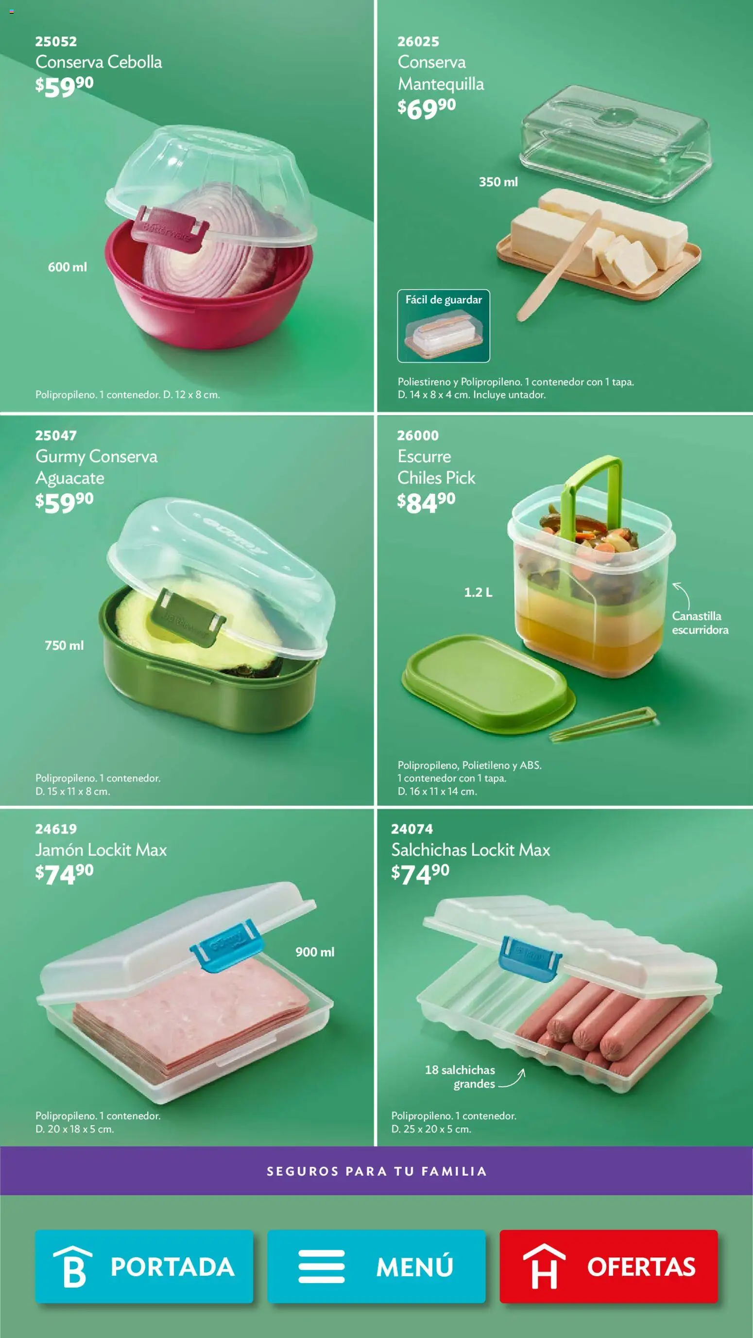 Vista previa las ofertas de la tienda Betterware - Betterware campaña 10 2026 desde el 28/09/2026 - Aguacate, Mantequilla, Cebolla, Jamón, Contenedor, Salchichas