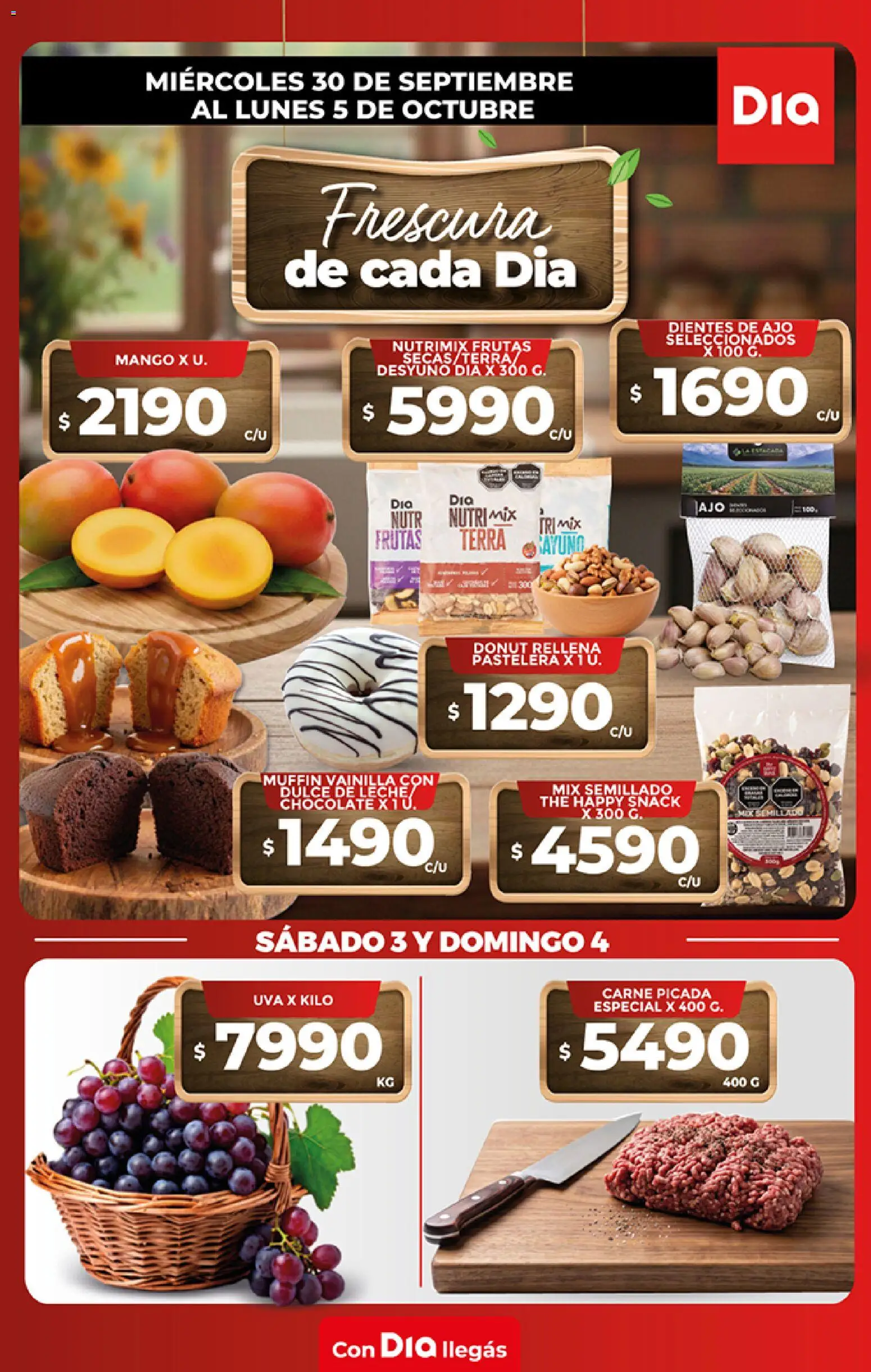 Vista previa del folleto de la tienda Dia válido desde el 30/09/2026 - Mango, Dulce de leche, Carne, Uva, Leche, Ajo, Dulce, Carne picada