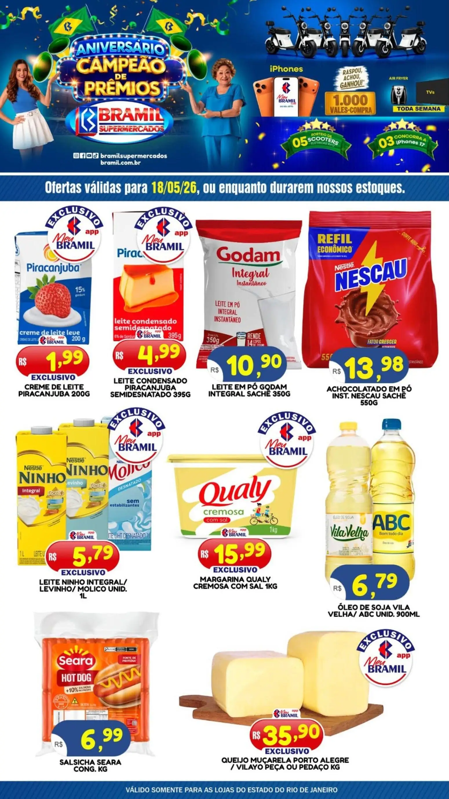 Pré-Visualização do folheto "Bramil Supermercados ofertas do Dia" da loja Bramil Supermercados válido a partir de 18/05/2026