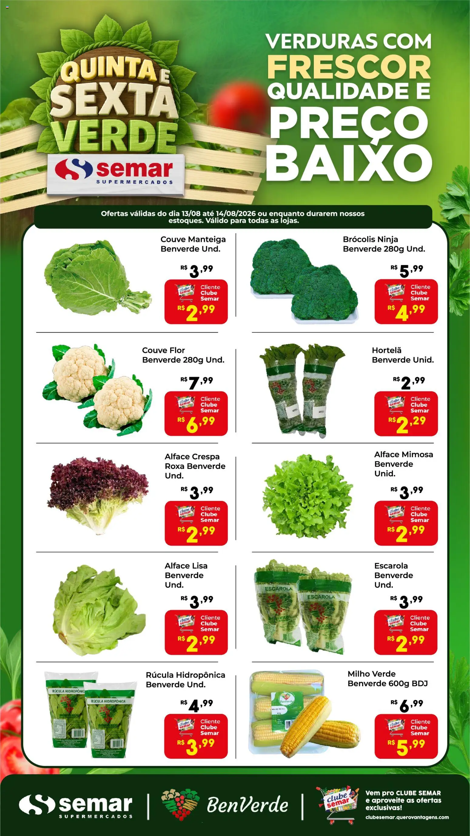 Pré-Visualização do folheto "Semar Supermercado ofertas Quinta e Sexta Verde" da loja Semar Supermercado válido a partir de 13/08/2026