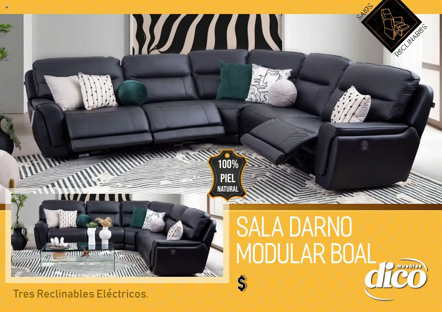 Vista previa las ofertas de la tienda Muebles Dico - Catálogo Salas reclinables desde el 01/01/2026 - Sala, Sofá