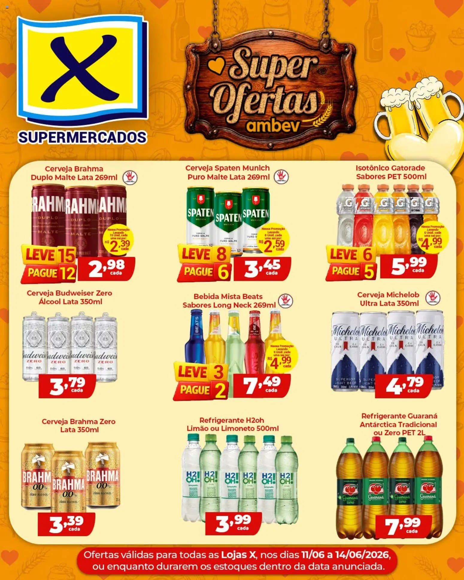 Pré-Visualização do folheto "X Supermercados ofertas Ambev" da loja X Supermercados válido a partir de 11/06/2026