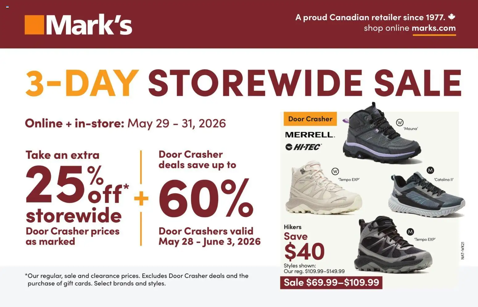 Preview of leaflet Mark's weekly flyer / circulaire from shop Mark's is valid from May 29, 2026 - Door