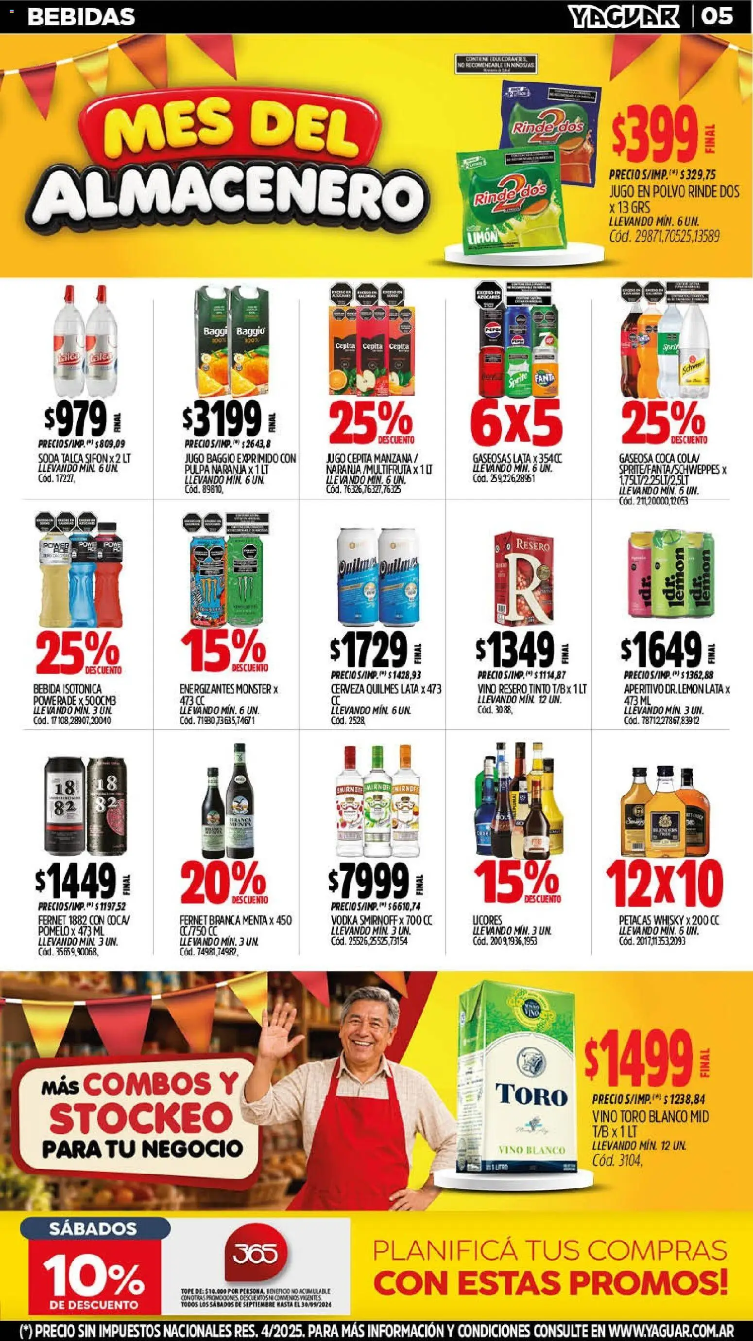 Vista previa del folleto de la tienda Yaguar válido desde el 14/09/2026 - Whisky, Cerveza, Vino, Limón, Sprite, Gaseosa, Soda, Polvo