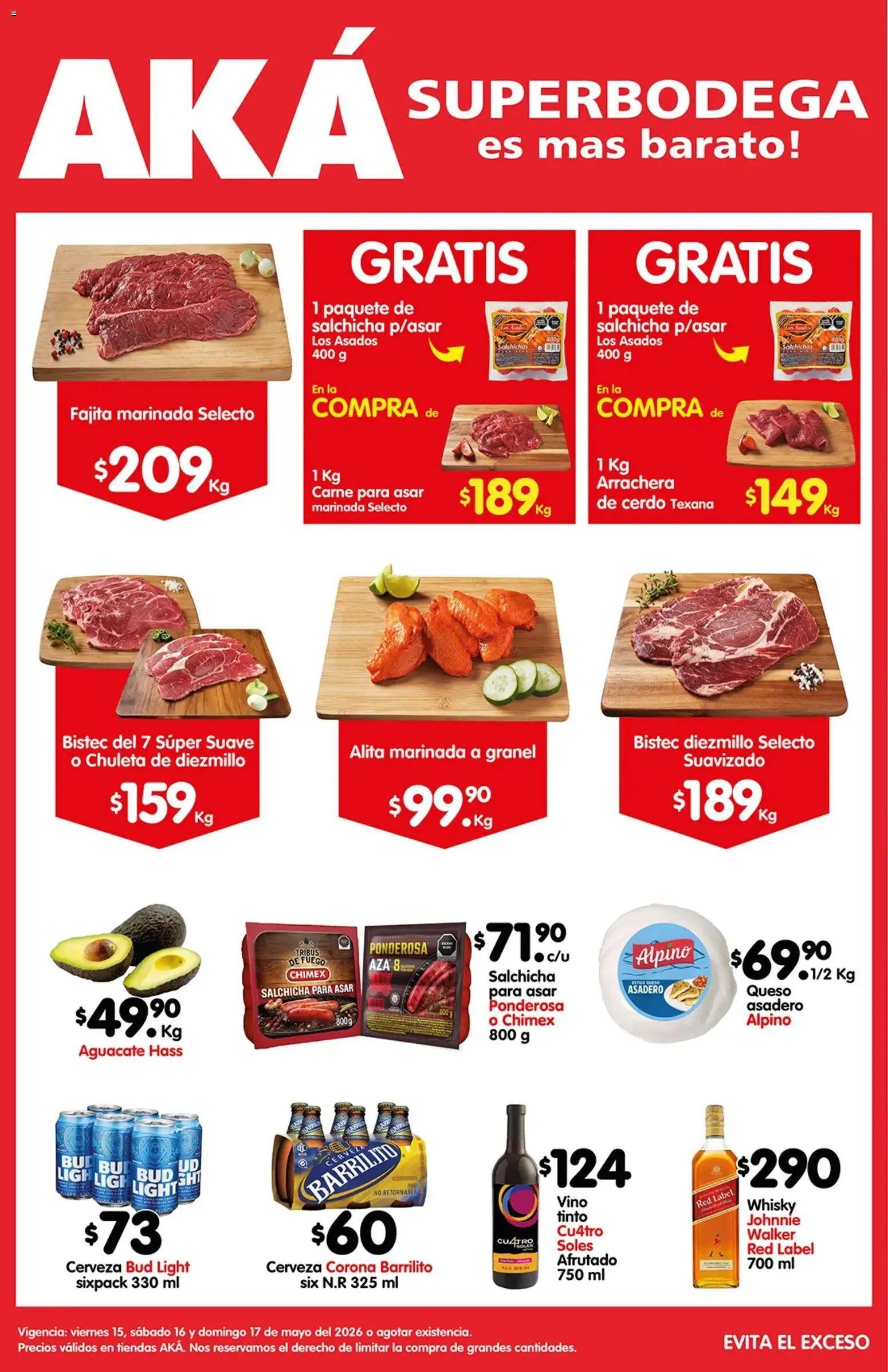 Vista previa las ofertas de la tienda Arteli - Arteli folleto Carnita Asada Aká Superbodegas desde el 15/05/2026 - Whisky, Queso, Carne, Cerdo, Cerveza Corona, Bistec, Chuleta, Carne para asar