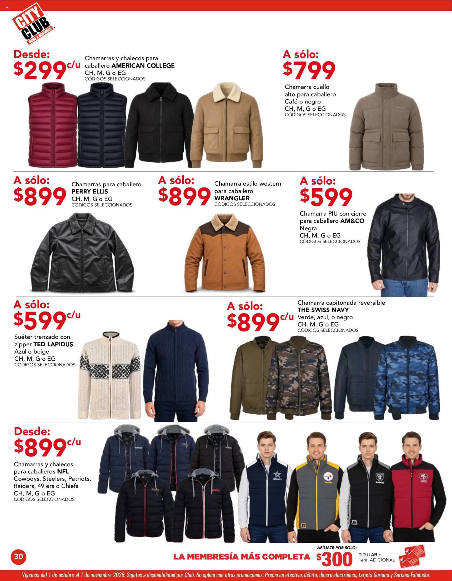 Vista previa las ofertas de la tienda City Club - City Club catálogo desde el 01/10/2026 - Café, Chamarra, Suéter