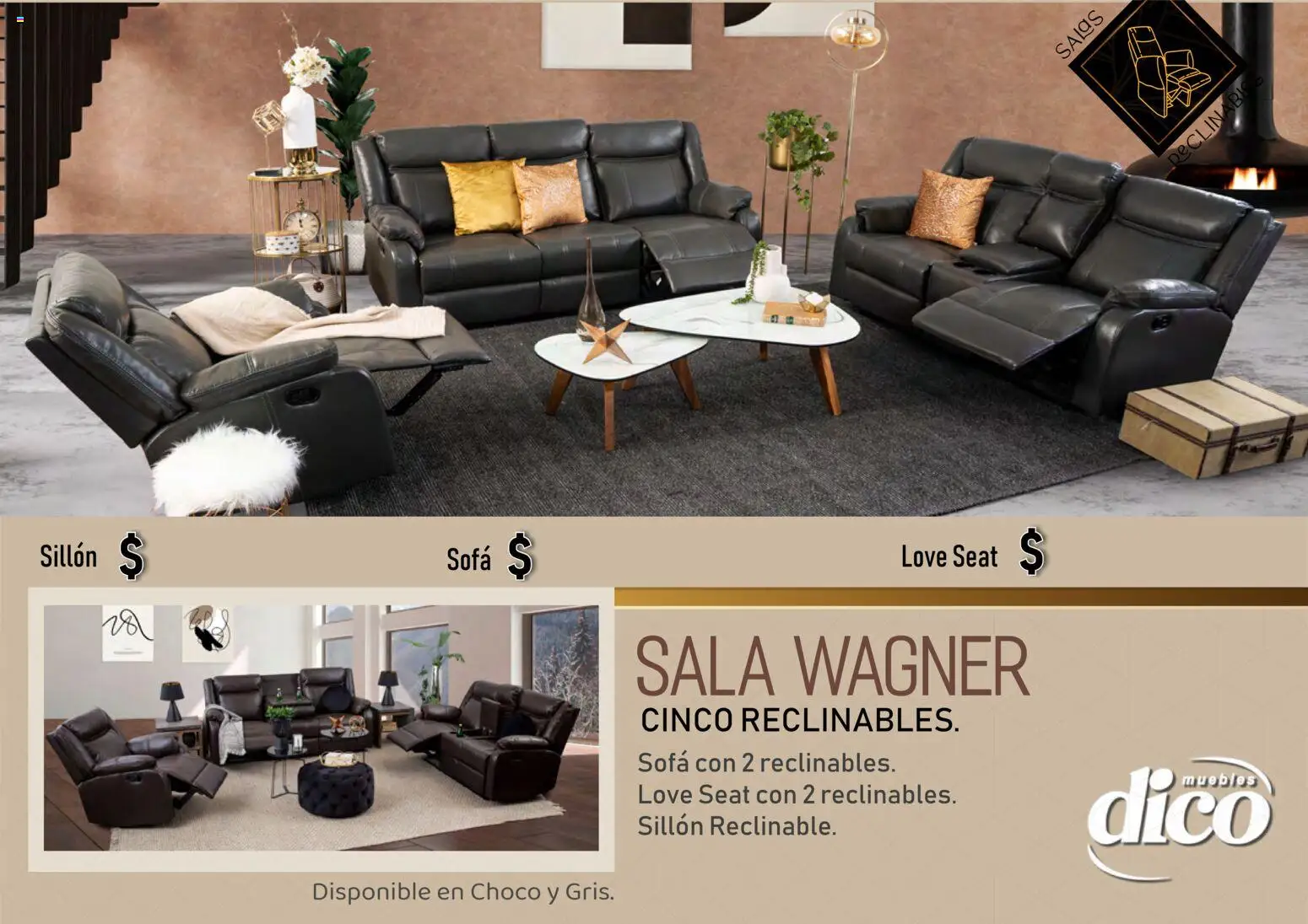 Vista previa las ofertas de la tienda Muebles Dico - Muebles Dico catálogo Salas reclinables desde el 27/03/2026 - Sillón, Sala, Sofá