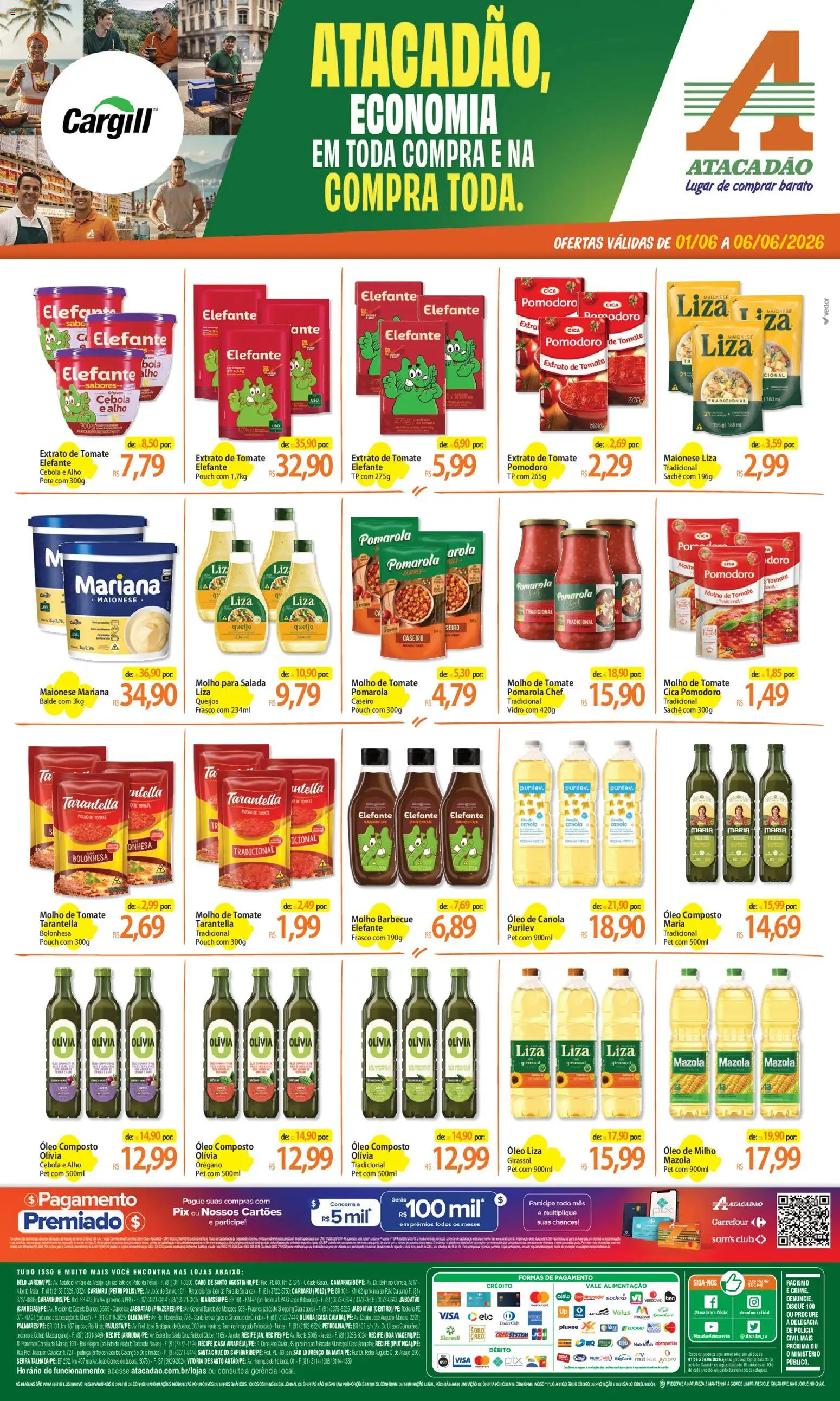 Pré-Visualização do folheto "Atacadão ofertas - PE" da loja Atacadão válido a partir de 01/06/2026 - Óleo, Queijo, Cebola, Molho de tomate, Alho, Molho para salada, Balde, Óleo de canola