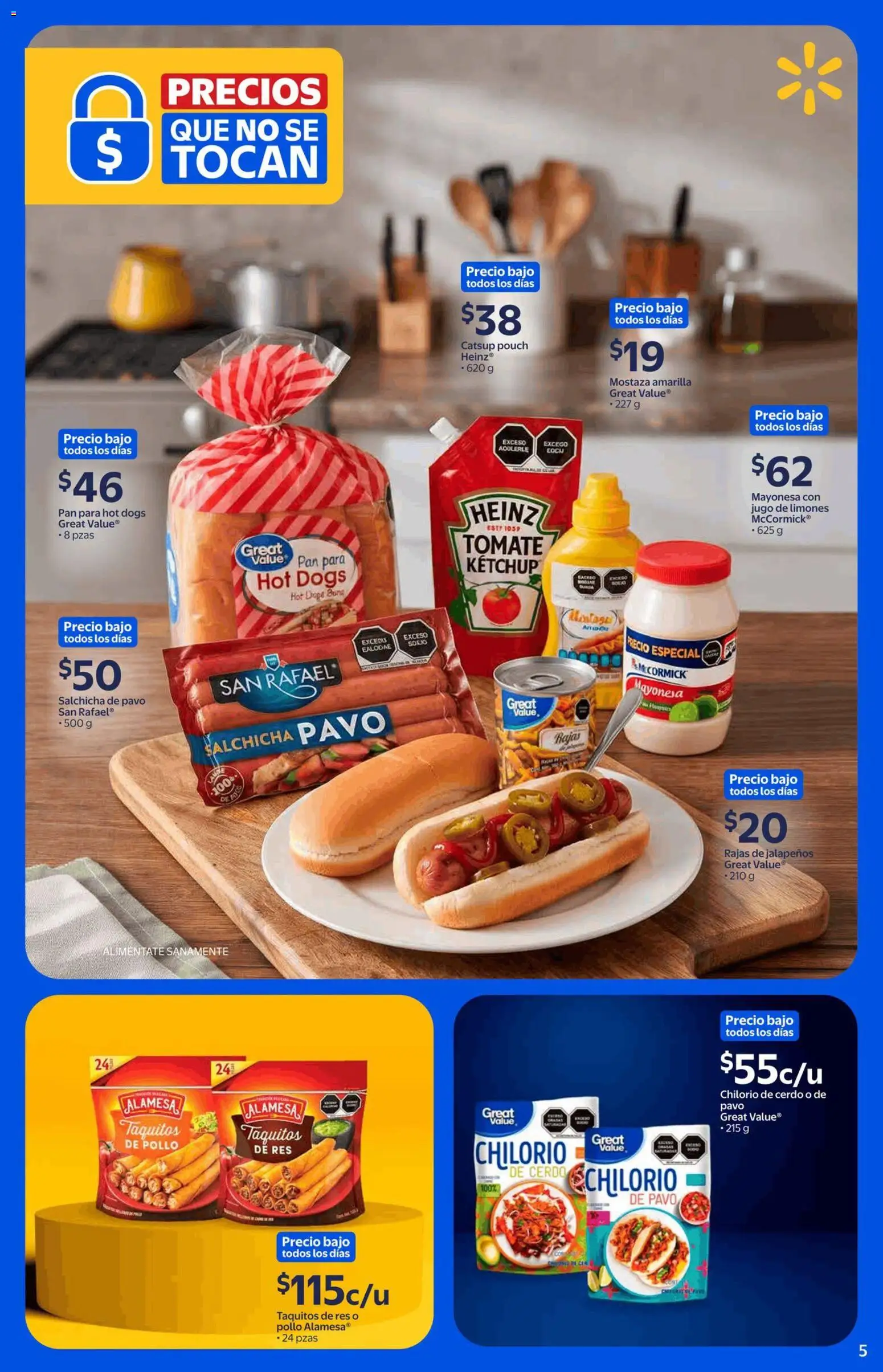 Vista previa las ofertas de la tienda Walmart - Walmart folleto Precios que no se tocan desde el 21/09/2026 - Pollo, Pan, Jugo, Catsup, Cerdo, Salchicha, Mostaza, Res