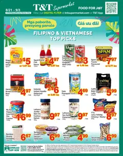 Un aperçu du dépliant T&T Supermarket flyer - Filipino & Vietnamese Top Picks du magasin T&T Supermarket est valide à partir 21 août 2026
