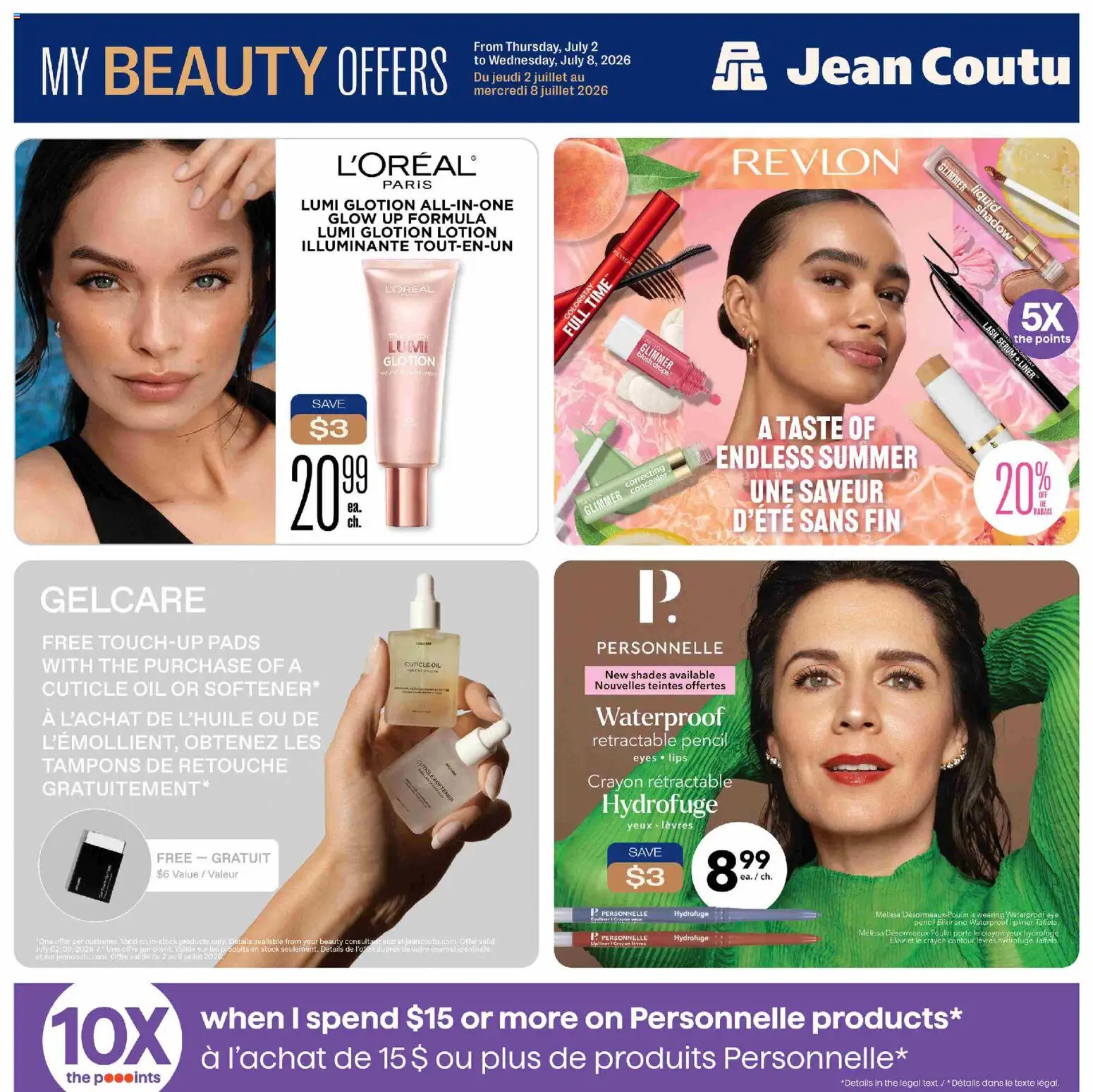 Preview of leaflet Jean Coutu - My Beauty Offers from shop Jean Coutu is valid from Jul 02, 2026 - Oil, Tampons, Blush, Concealer, Eyeliner