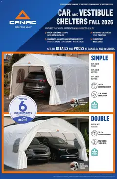 Preview of leaflet Canac flyer - Car and vestibule from shop Canac is valid from Sep 17, 2026