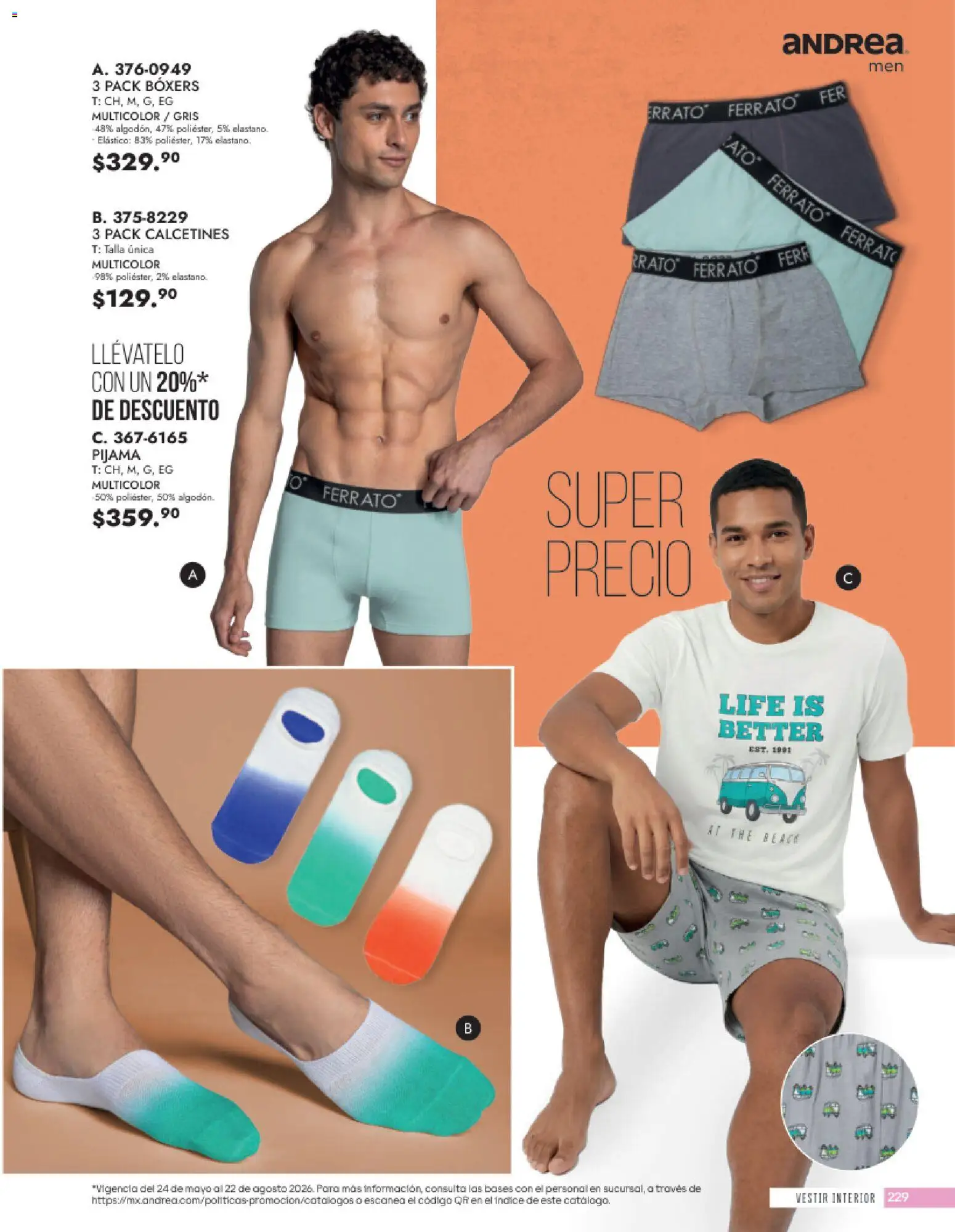 Vista previa las ofertas de la tienda Andrea - Andrea catálogo Vestir Caballero desde el 24/05/2026 - Pijama, Boxers, Calcetines