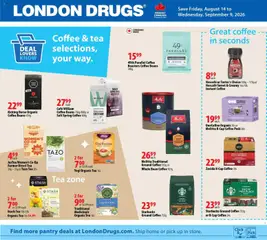 Un aperçu du dépliant London Drugs flyer - Coffee & Tea du magasin London Drugs est valide à partir 14 août 2026