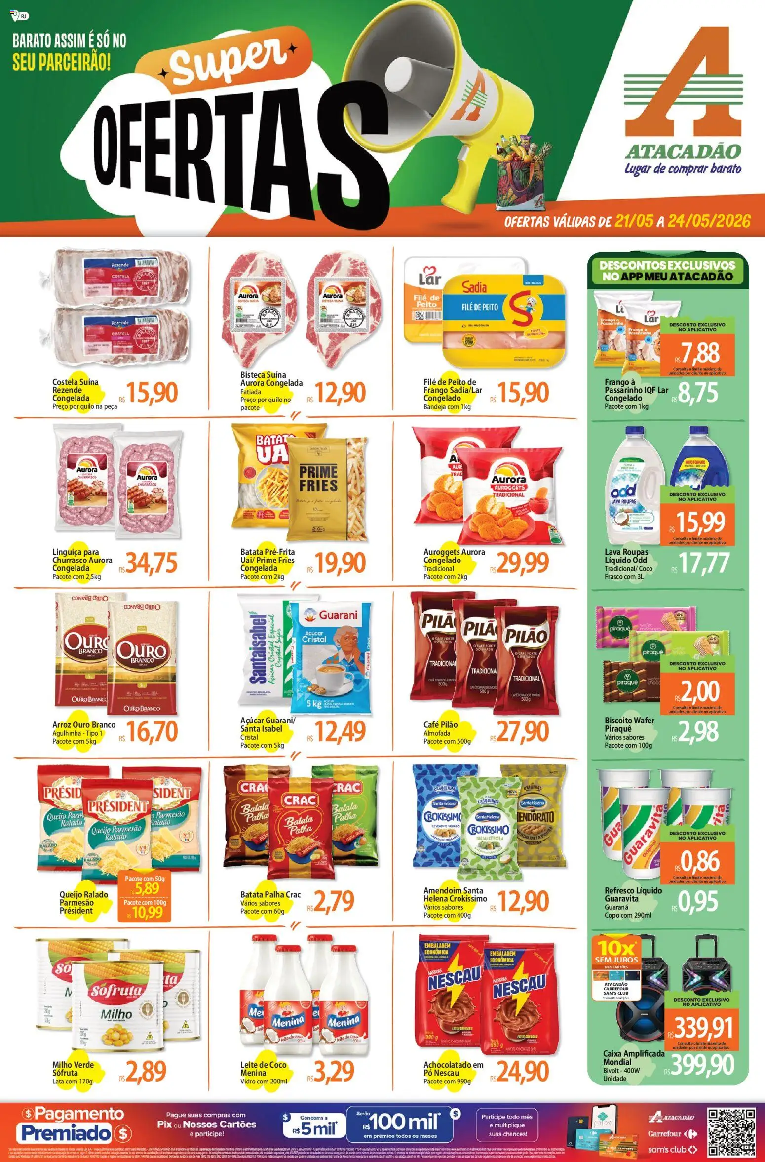 Pré-Visualização do folheto "Atacadão ofertas - RJ" da loja Atacadão válido a partir de 21/05/2026 - Caixa, Coco, Arroz, Batata, Açúcar, Pó, Batata palha, Refresco