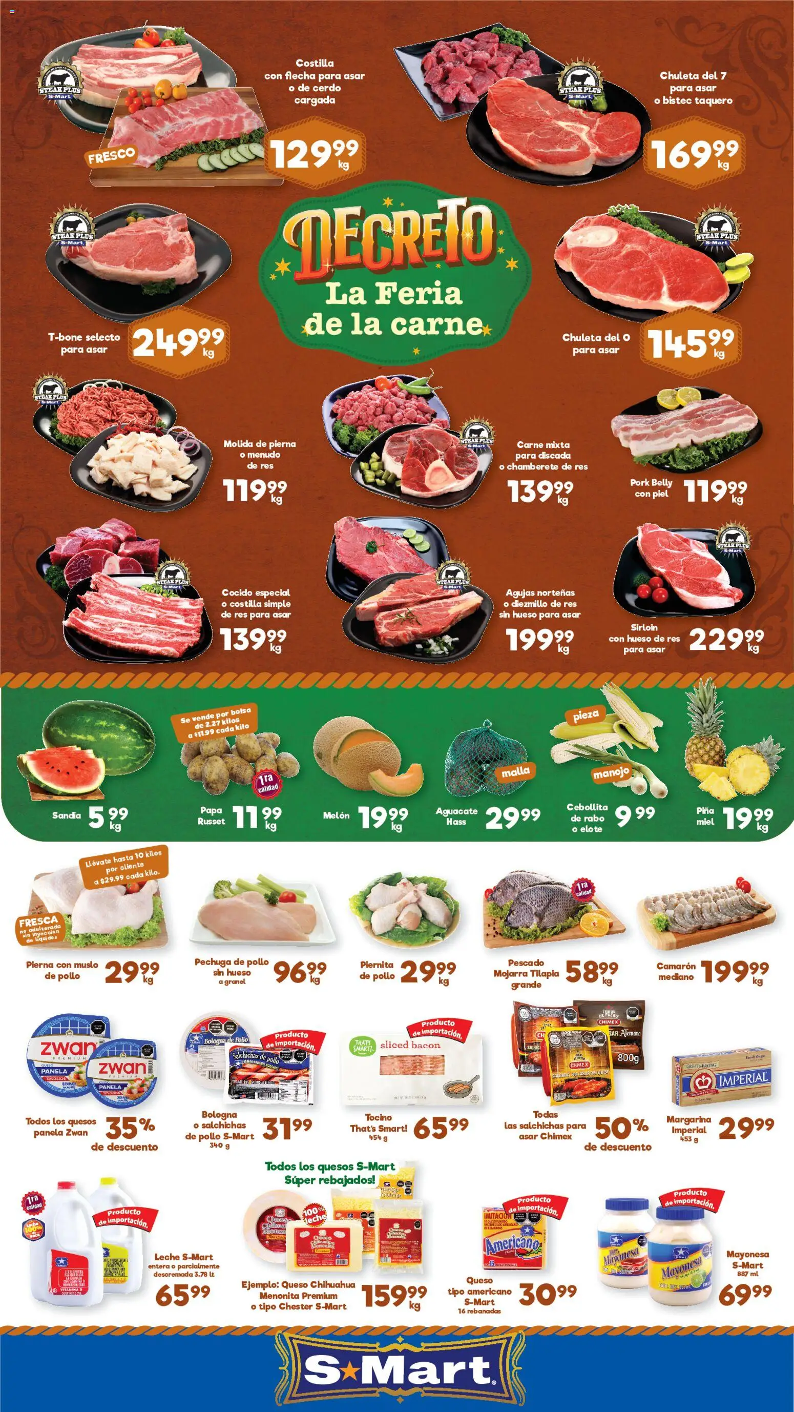 Vista previa las ofertas de la tienda S-Mart - S-Mart folleto Chihuahua desde el 12/06/2026 - Bolsa, Carne, Piña, Cerdo, Bistec, Tilapia, Res, Melón