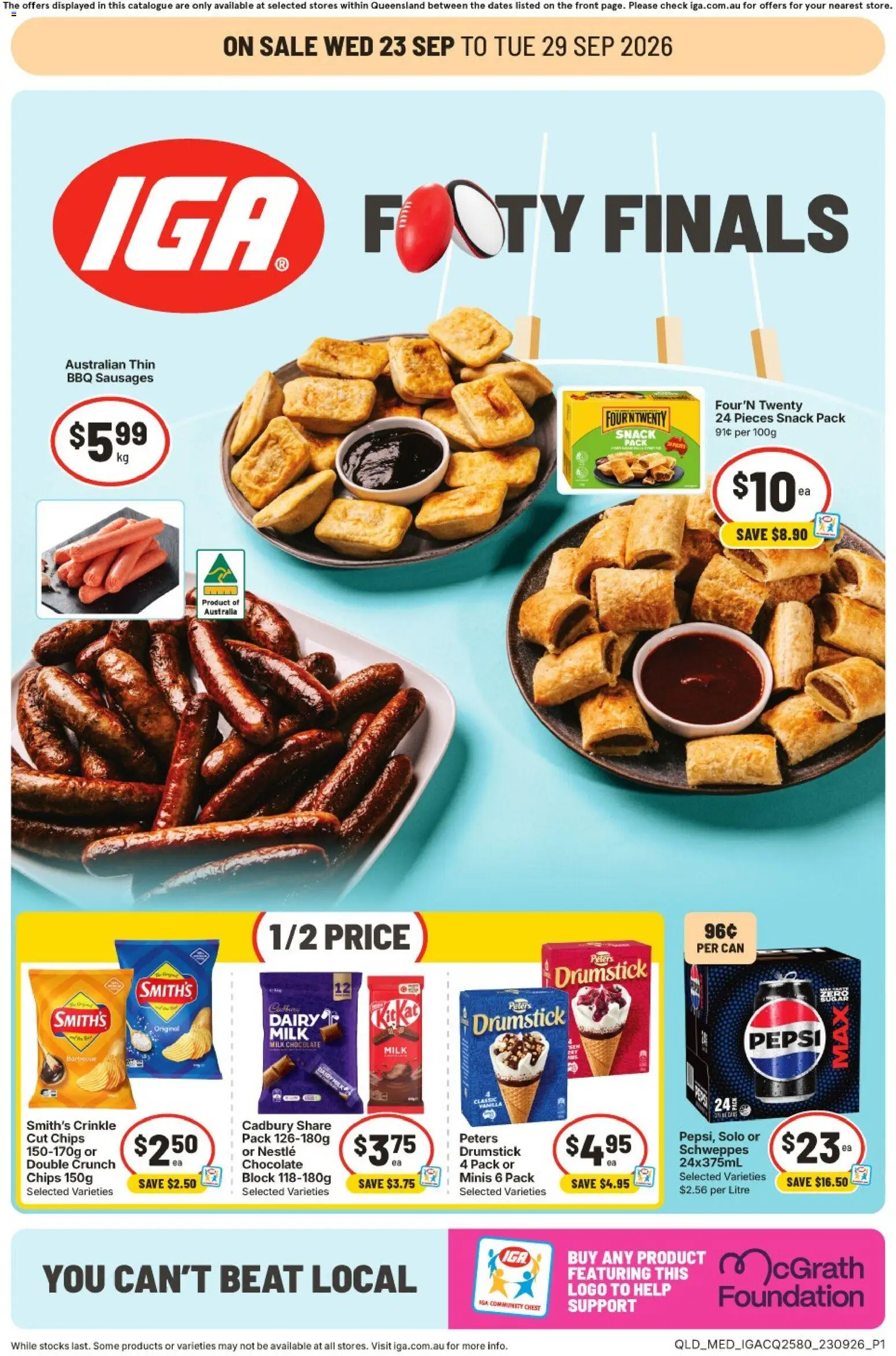Preview of catalogue IGA catalogue Ascot from shop IGA valid 23/09/2026 - Milk, Dairy, Chocolate, Pepsi, Chips, Foundation, Sausages
