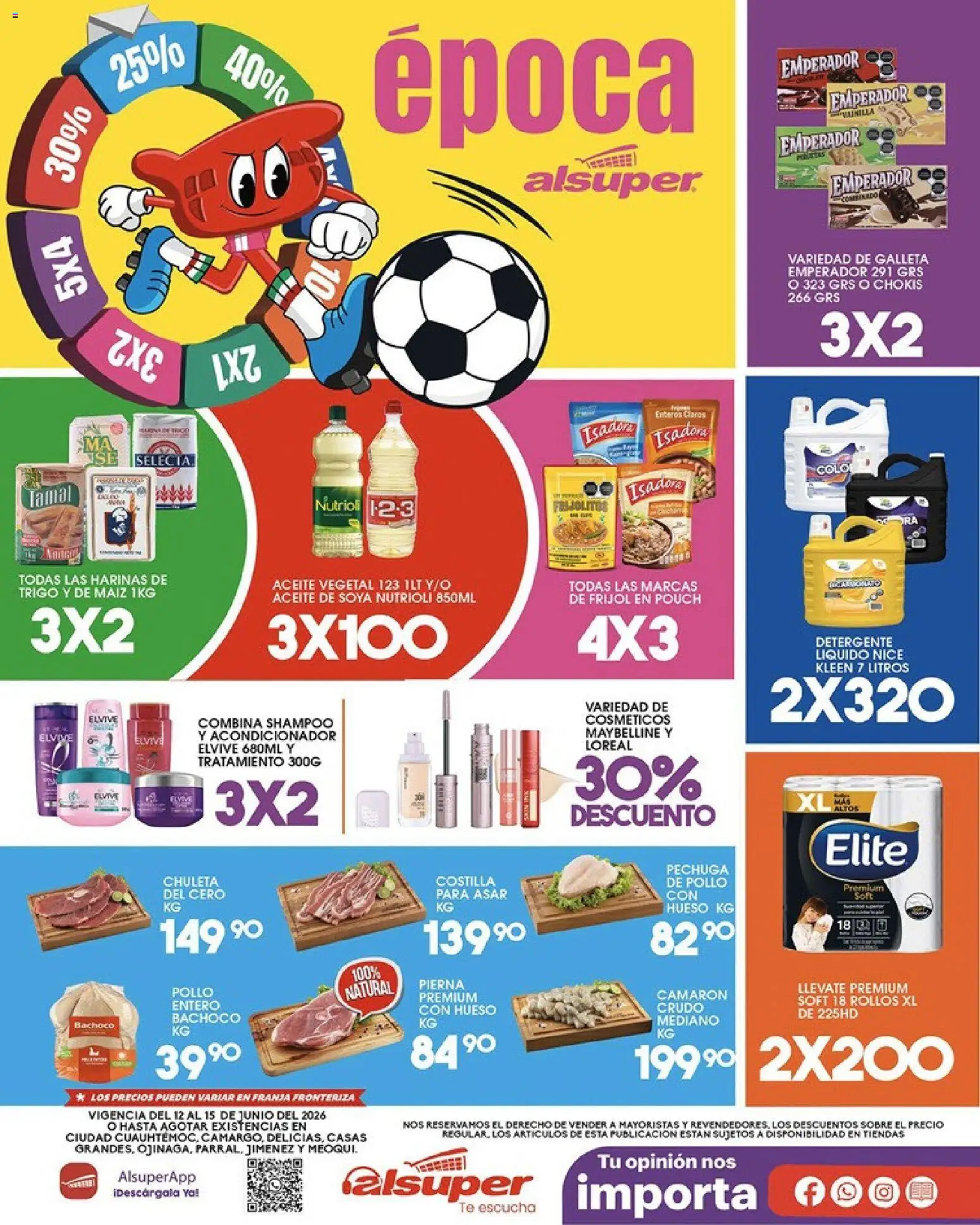 Vista previa las ofertas de la tienda Alsuper - Alsuper folleto Chihuahua-Estado desde el 12/06/2026 - Maíz, Aceite, Sobre, Detergente, Aceite vegetal, Acondicionador, Chuleta de cerdo, Detergente líquido