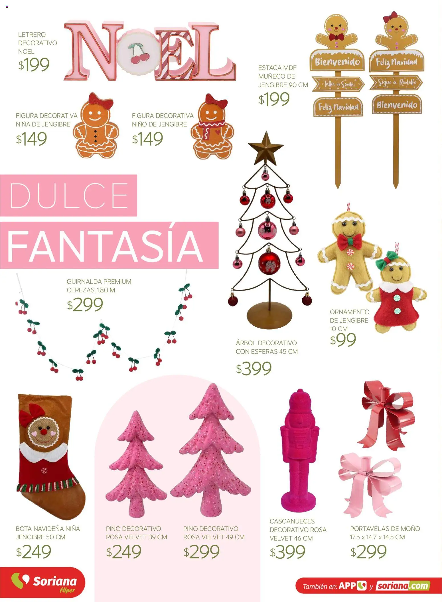 Vista previa las ofertas de la tienda Soriana - Soriana Híper - Decoracion Navideña desde el 30/09/2026 - Dulce, Moño, Jengibre