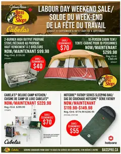 Un aperçu du dépliant Cabelas weekly flyer / circulaire du magasin Cabelas est valide à partir 27 août 2026