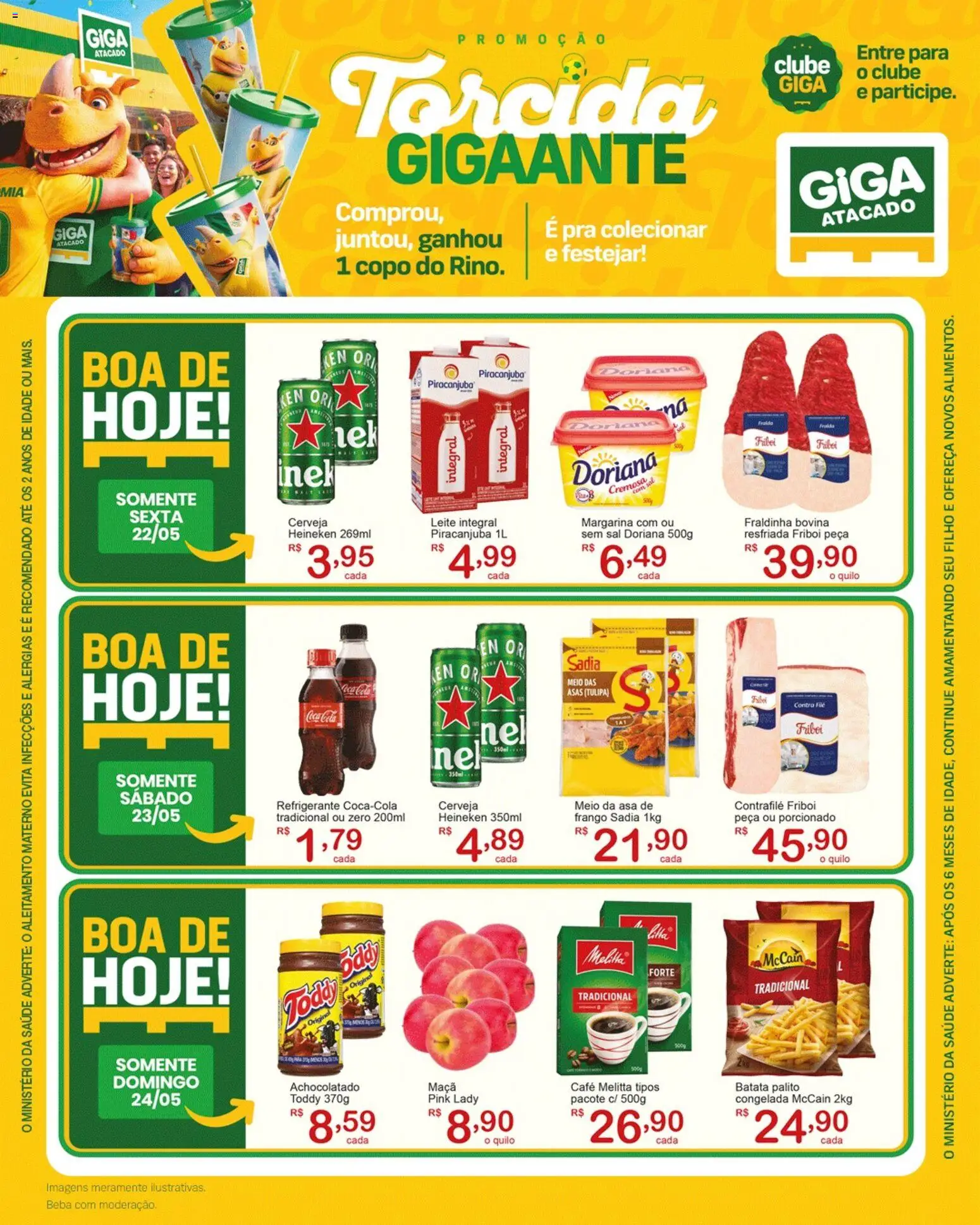 Pré-Visualização do folheto "GIGA Atacado - Ofertas da semana" da loja GIGA Atacado válido a partir de 22/05/2026 - Café, Cerveja, Sal, Cerveja Heineken, Batata, Refrigerante, Cola, Contra filé