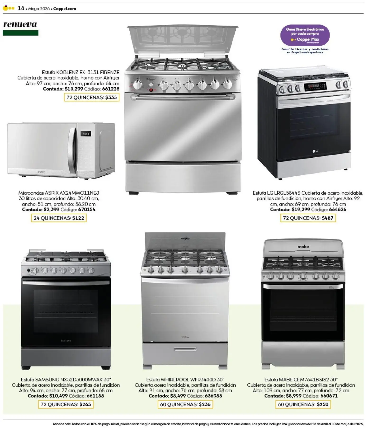 Vista previa las ofertas de la tienda Coppel - Coppel catálogo Claro que la vas a querer desde el 25/04/2026 - Té, Microondas, Horno