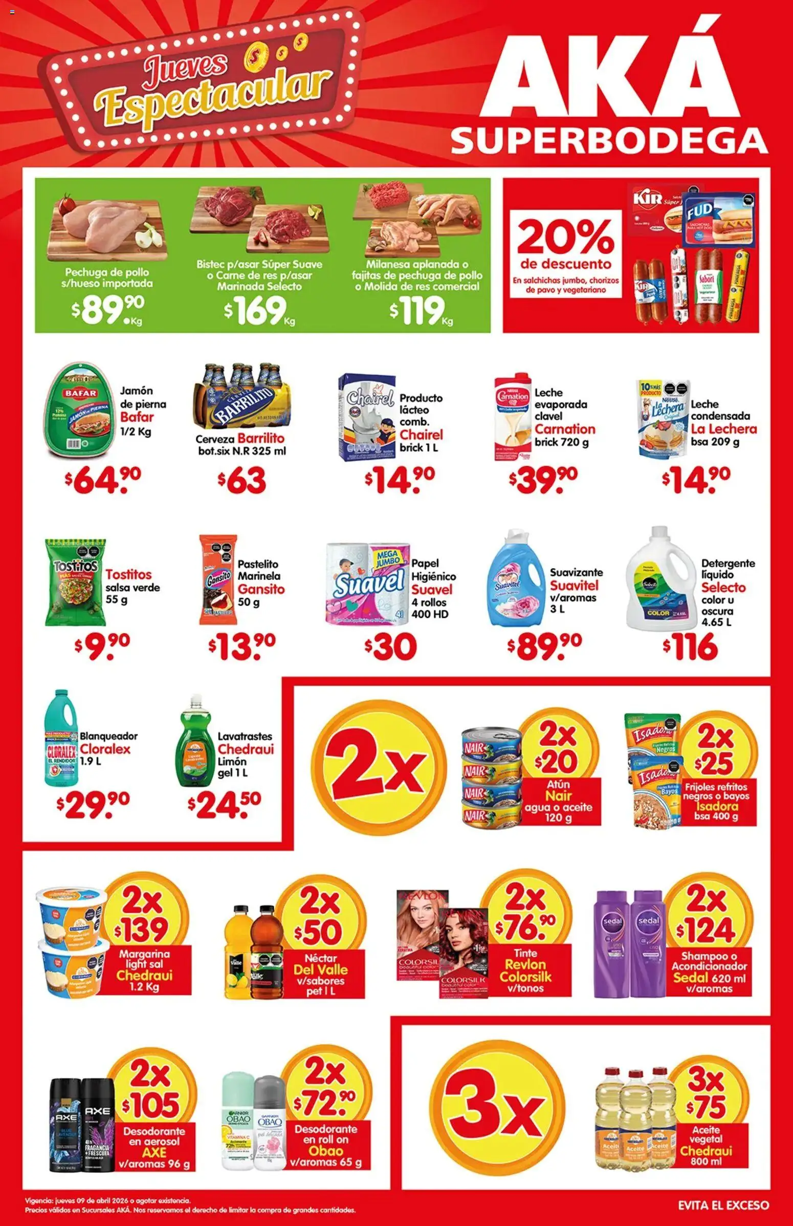 Vista previa las ofertas de la tienda Arteli - Arteli folleto Aká Super Bodega desde el 09/04/2026 - Agua, Frijoles, Carne, Pavo, Sal, Jamón, Res, Suavizante