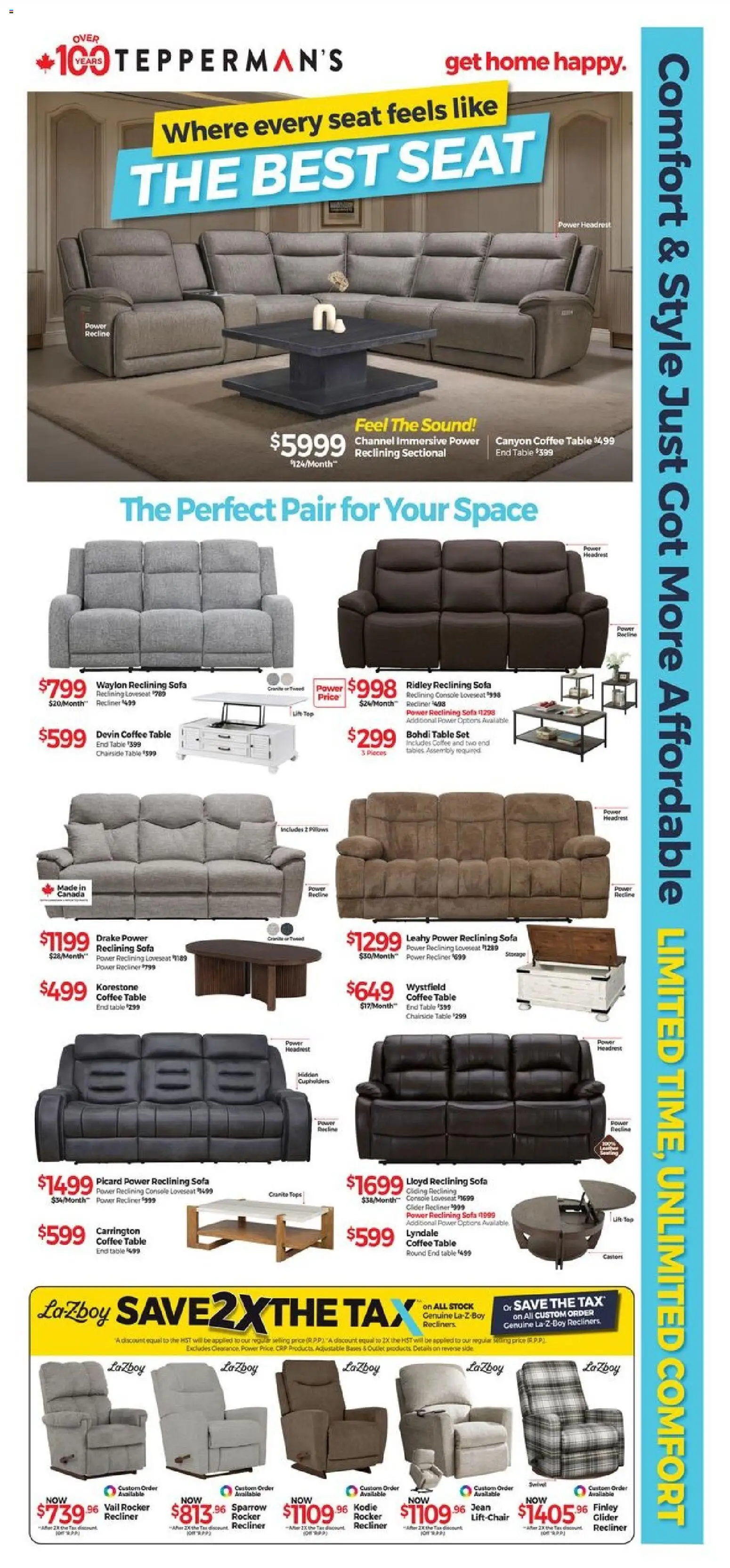 Preview of leaflet Tepperman's - Catalogue from shop Tepperman's is valid from Apr 17, 2026 - Coffee, Sofa, Coffee table, Tablet, Table