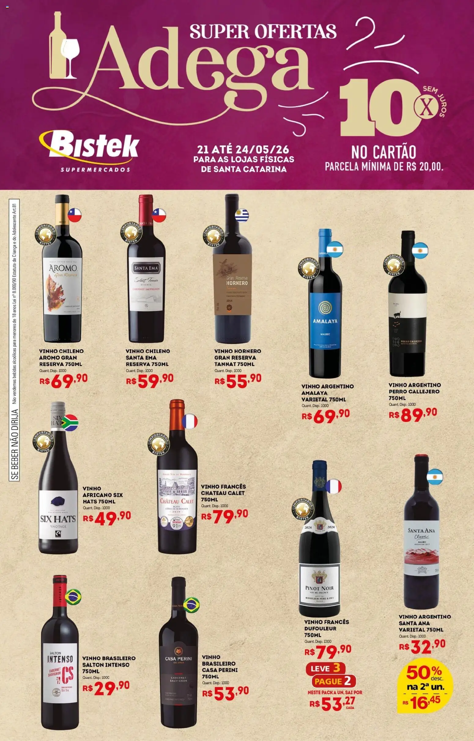 Pré-Visualização do folheto "Bistek Supermercados ofertas Adega" da loja Bistek Supermercados válido a partir de 21/05/2026